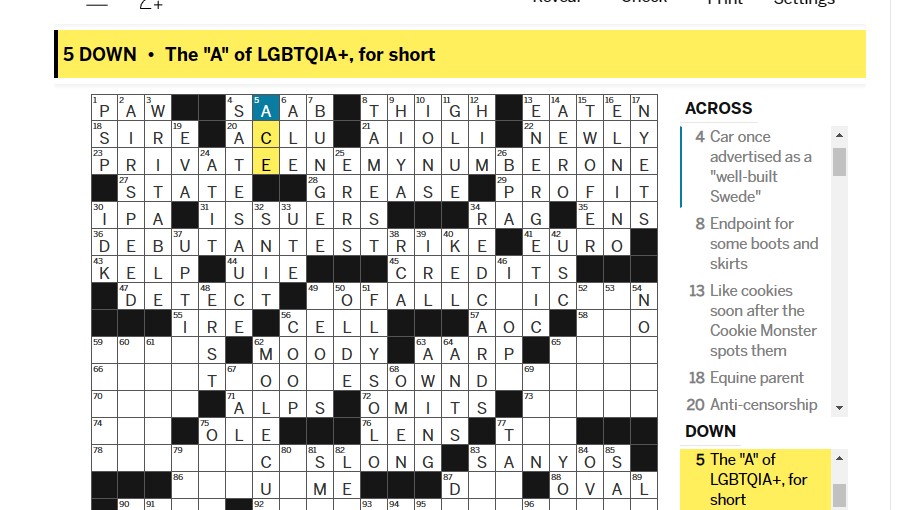 Doing the LA Times Crossword puzzle and spotted this little bit of