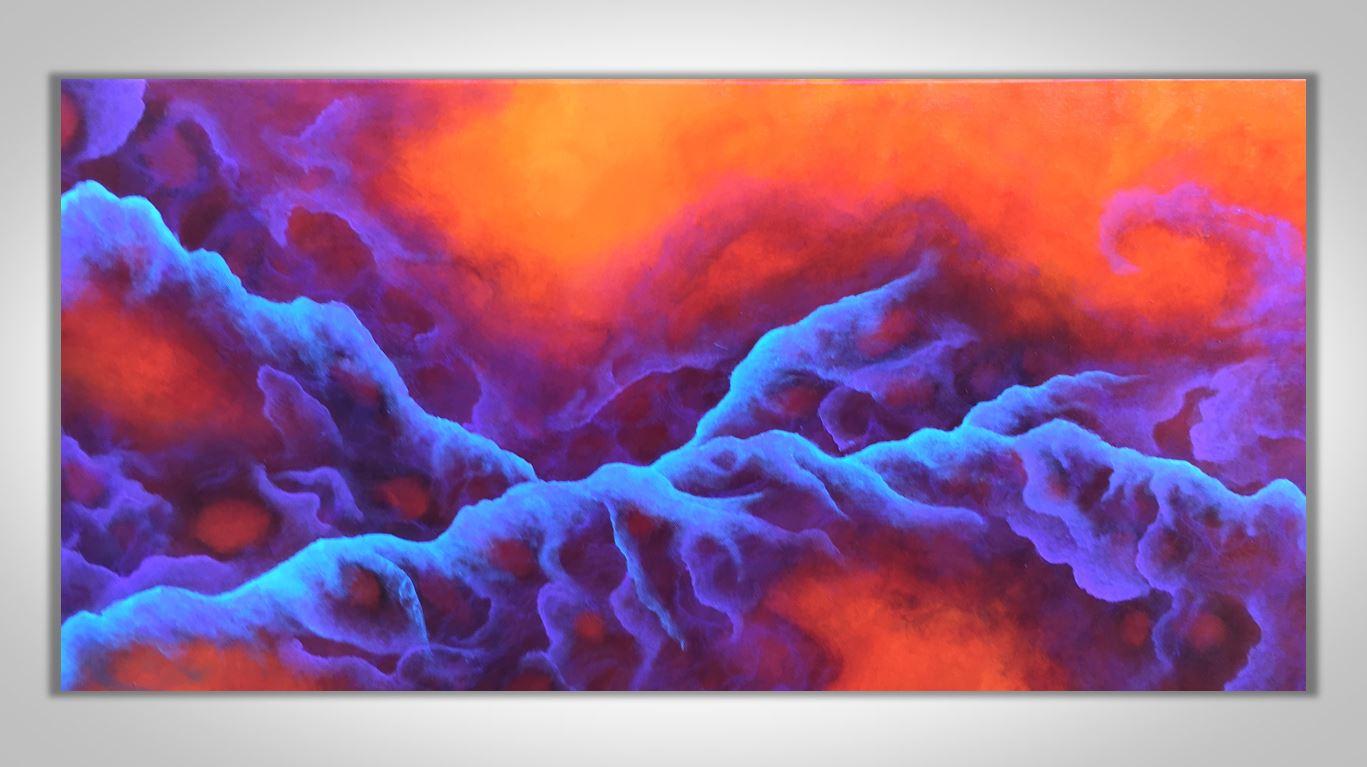 Experimenting with a more contrasting color palette. 18x36" acrylic on