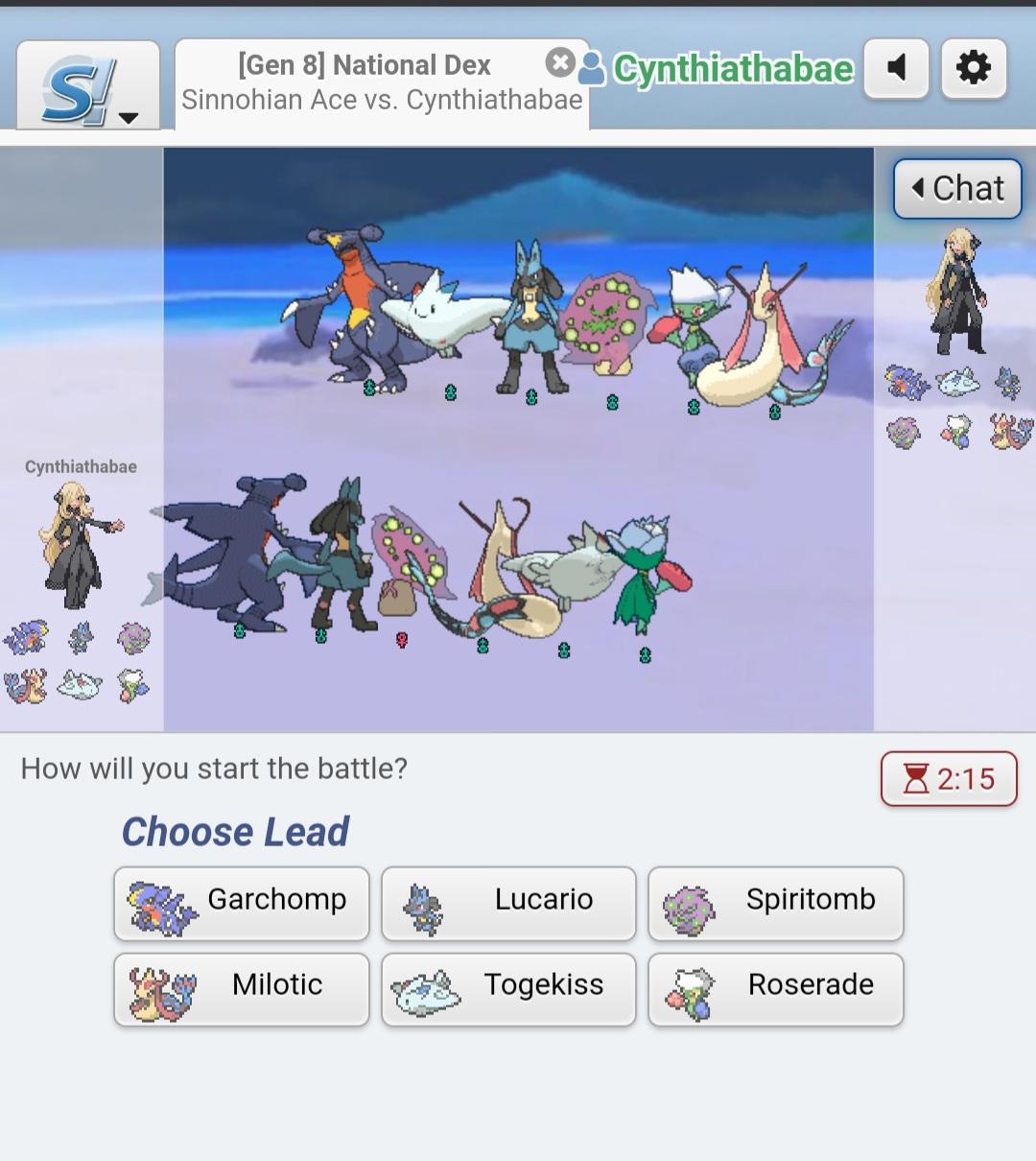 Made a cynthia team for fun in nat dex ou... bumped into someone with a