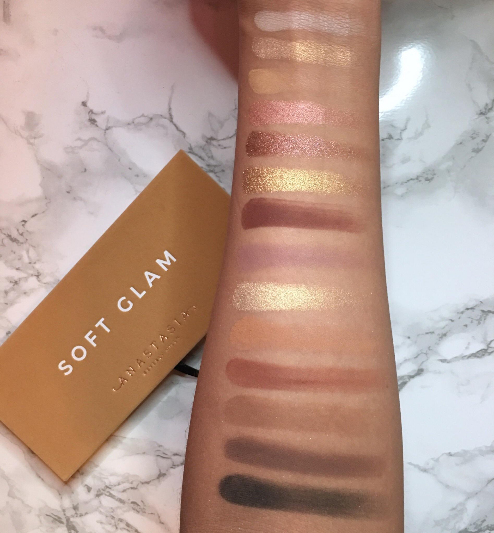 ABH Soft Glam swatches on tan skin MakeupAddiction