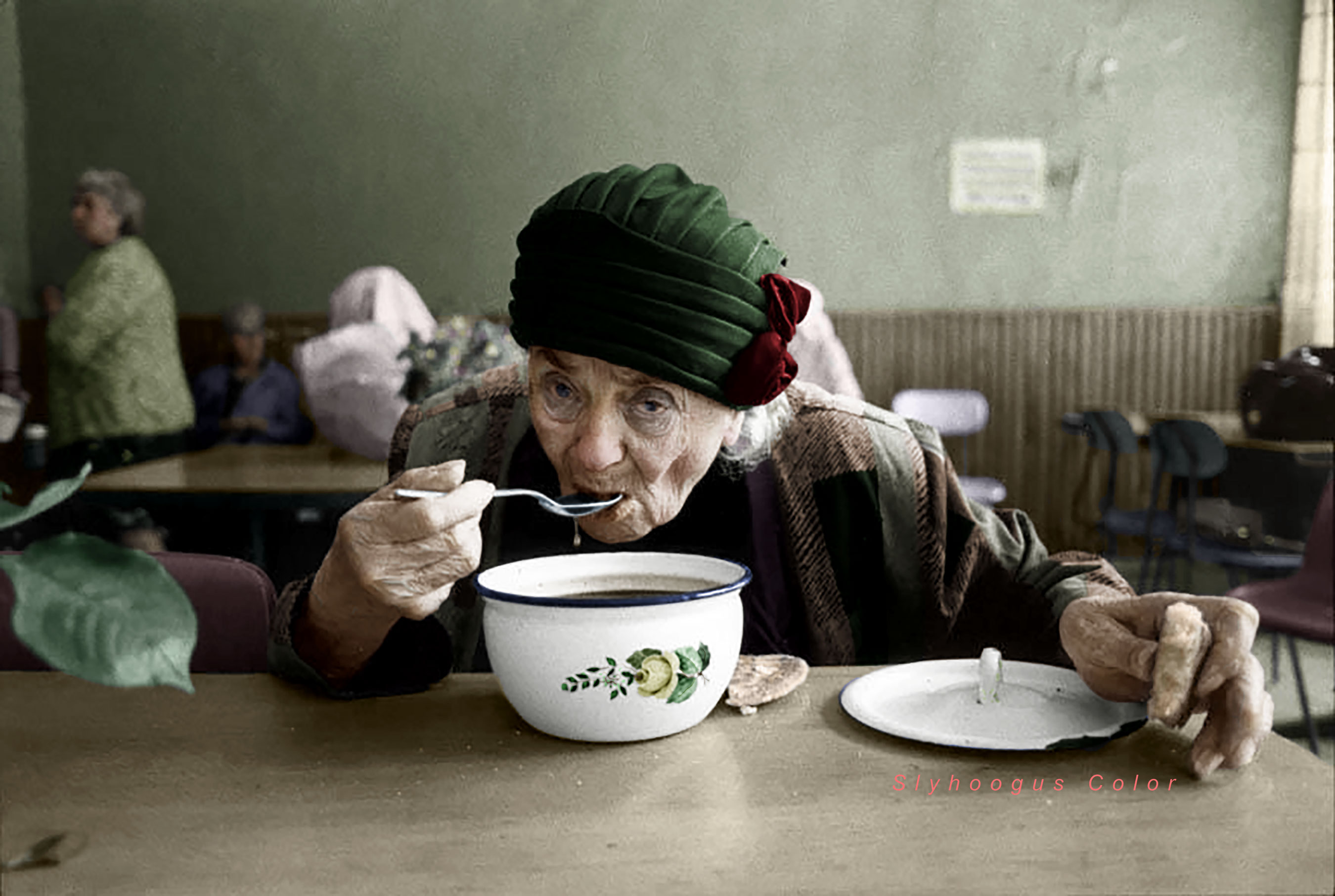 Elderly Lady and a Bowl of Soup r/Colorization