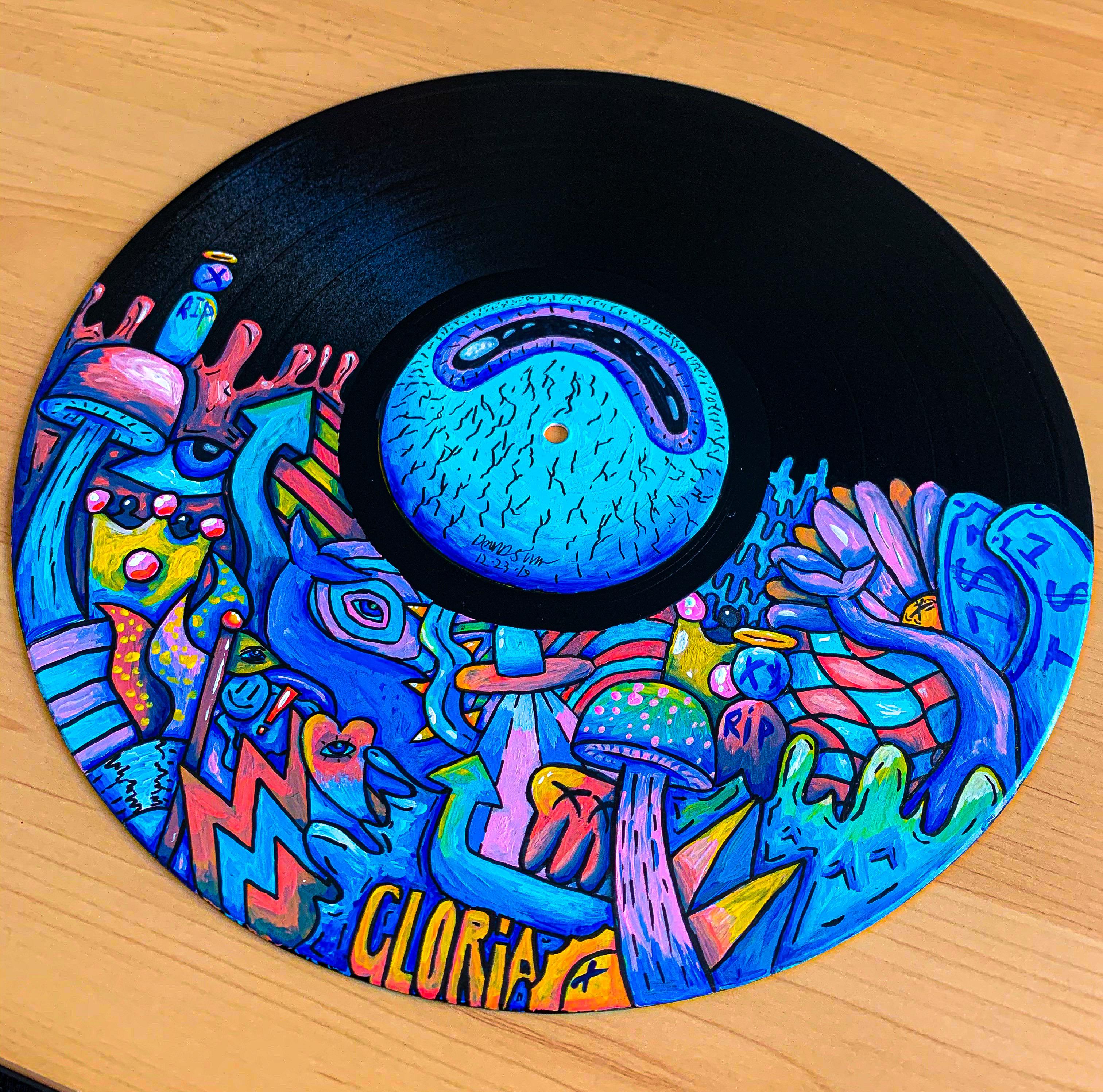 a painting i did on an old record r/vinyl