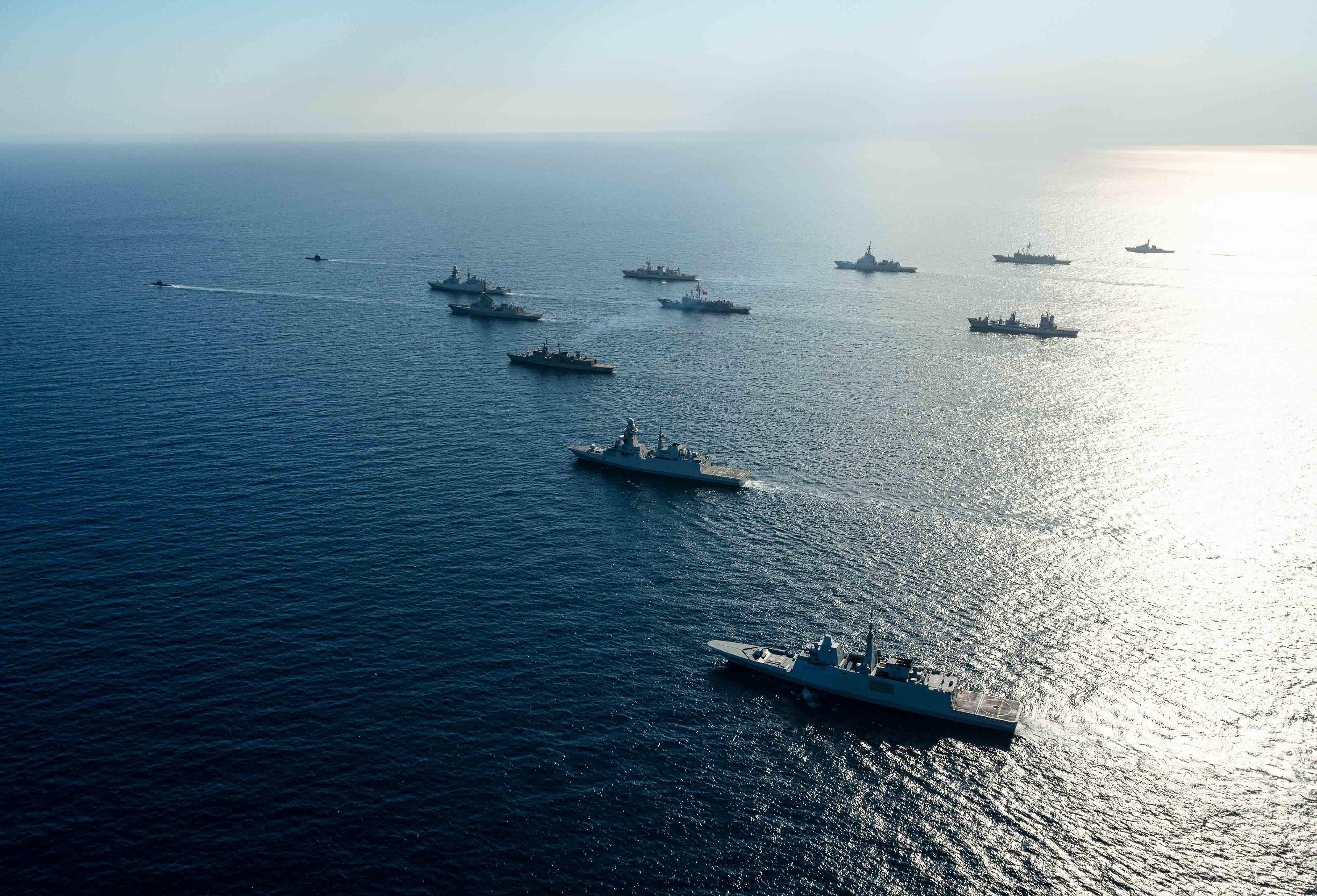 Standing NATO Maritime Group 2 in formation in the Ionian Sea during