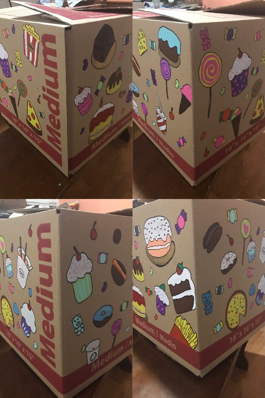Painted a snack exchange box that looks good enough to eat r/secretsanta