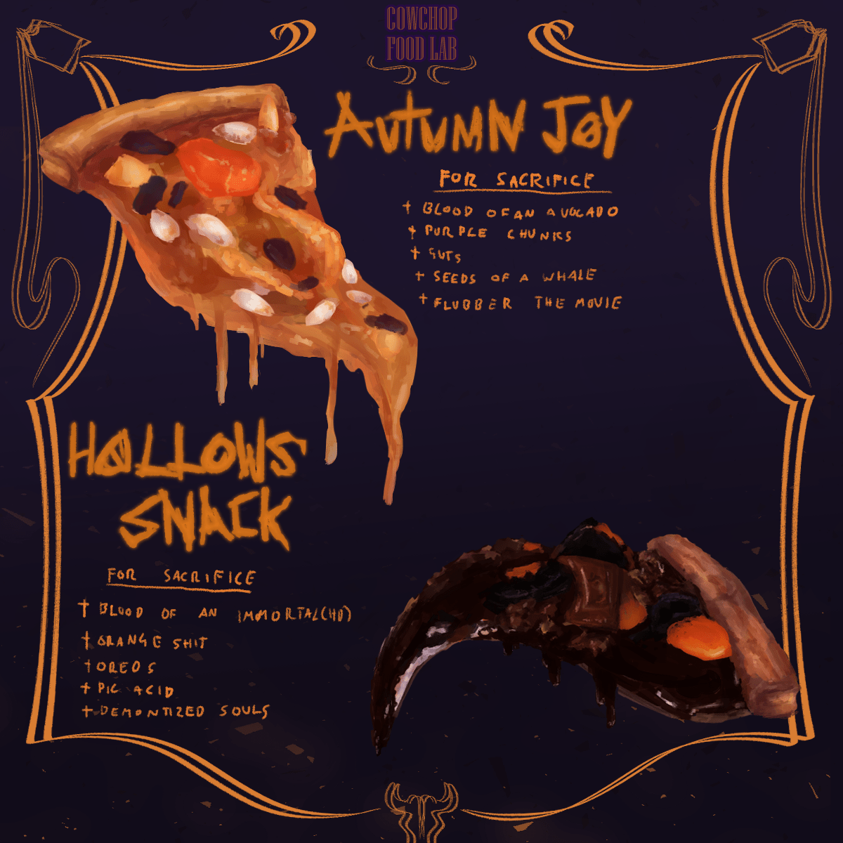 A recipe card for James's dish in the last food lab vid r/CowChop