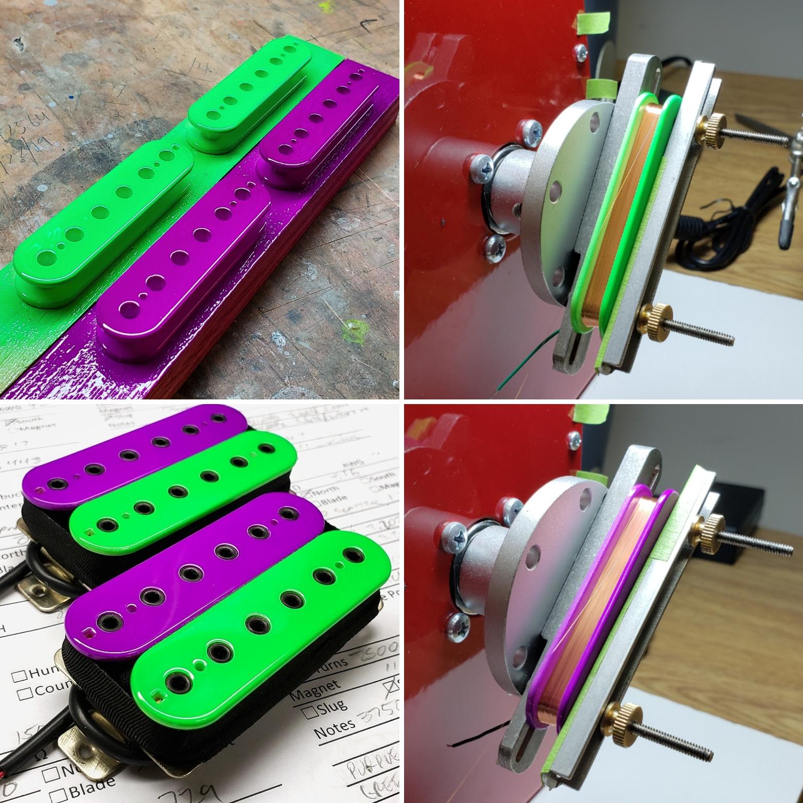 Painted and wound these pickups today. Loud colors, loud guitars. r