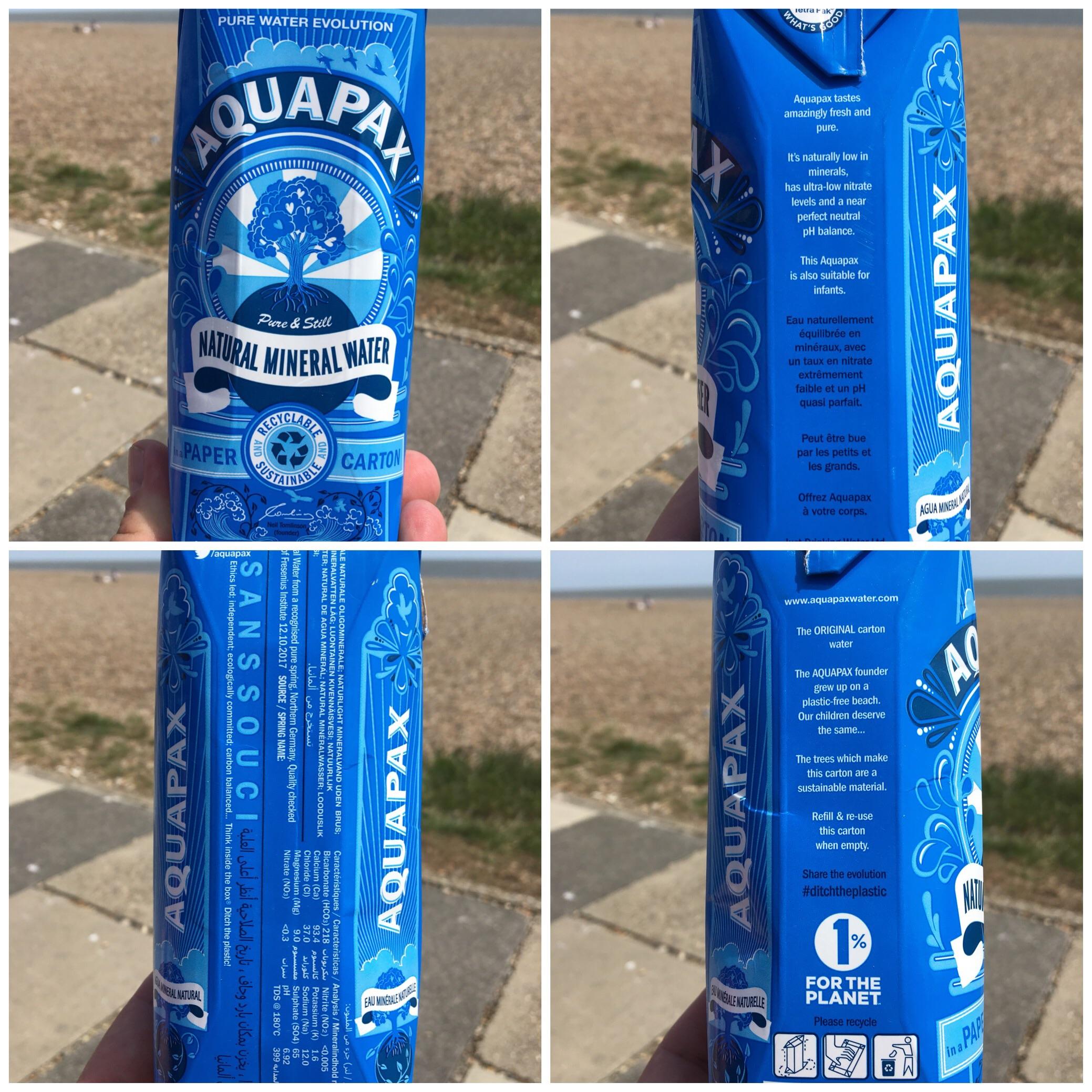 Mineral water finally packaged in recyclable tetrapak cartons to fight