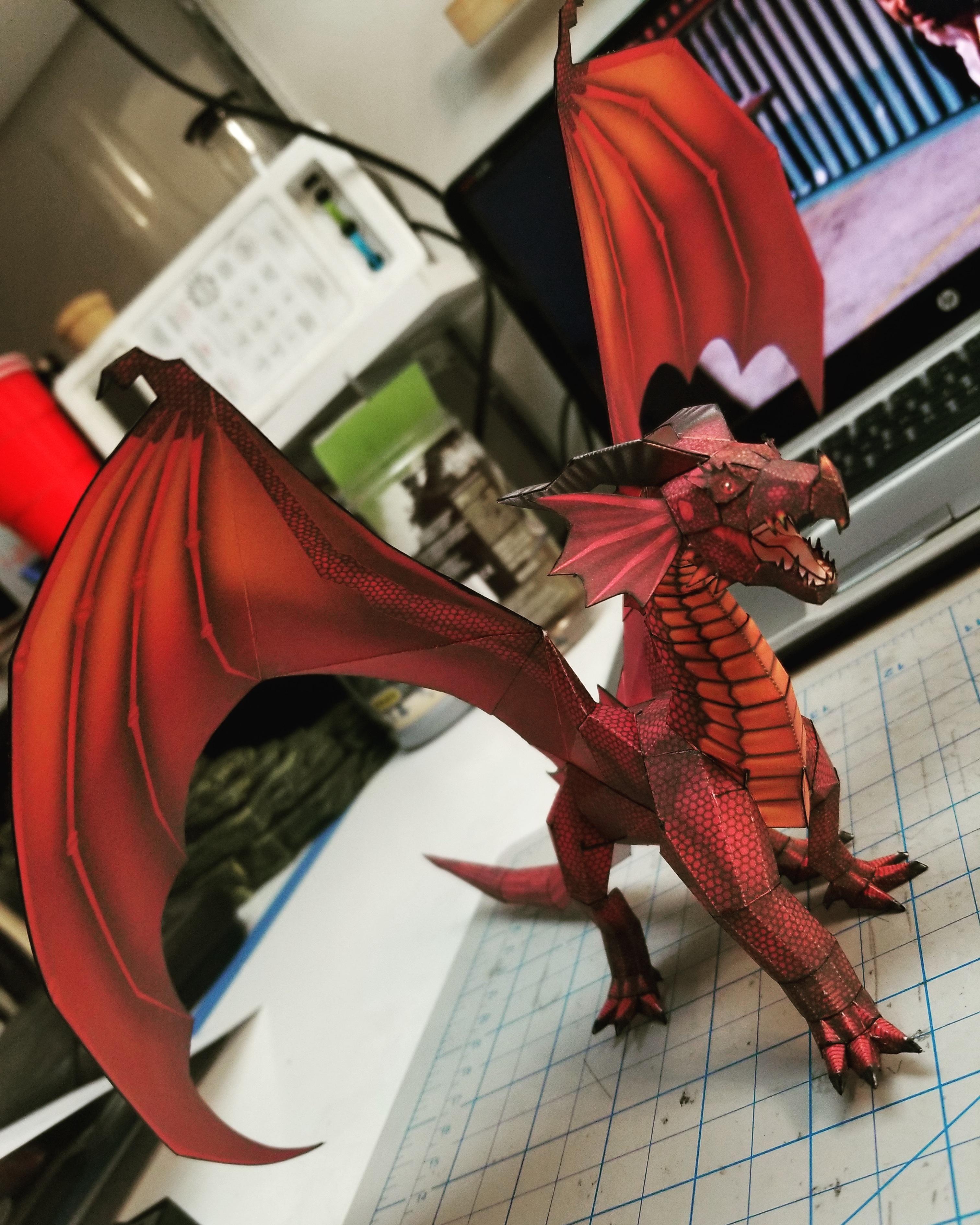 Paper red dragon. Design from Canon Creative Park papercraft