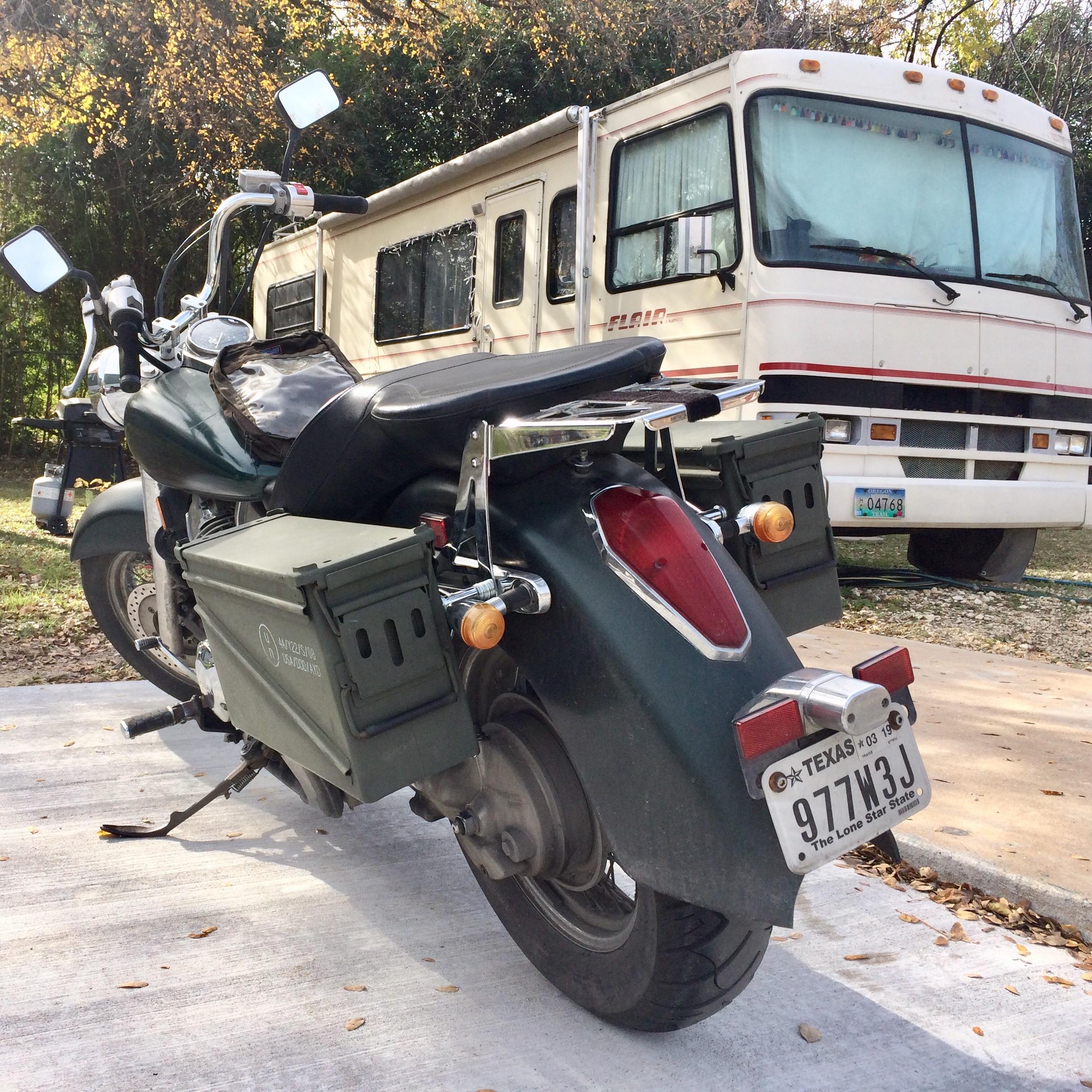 PSA 40mm ammo cans are a perfect size for DIY saddlebags. r