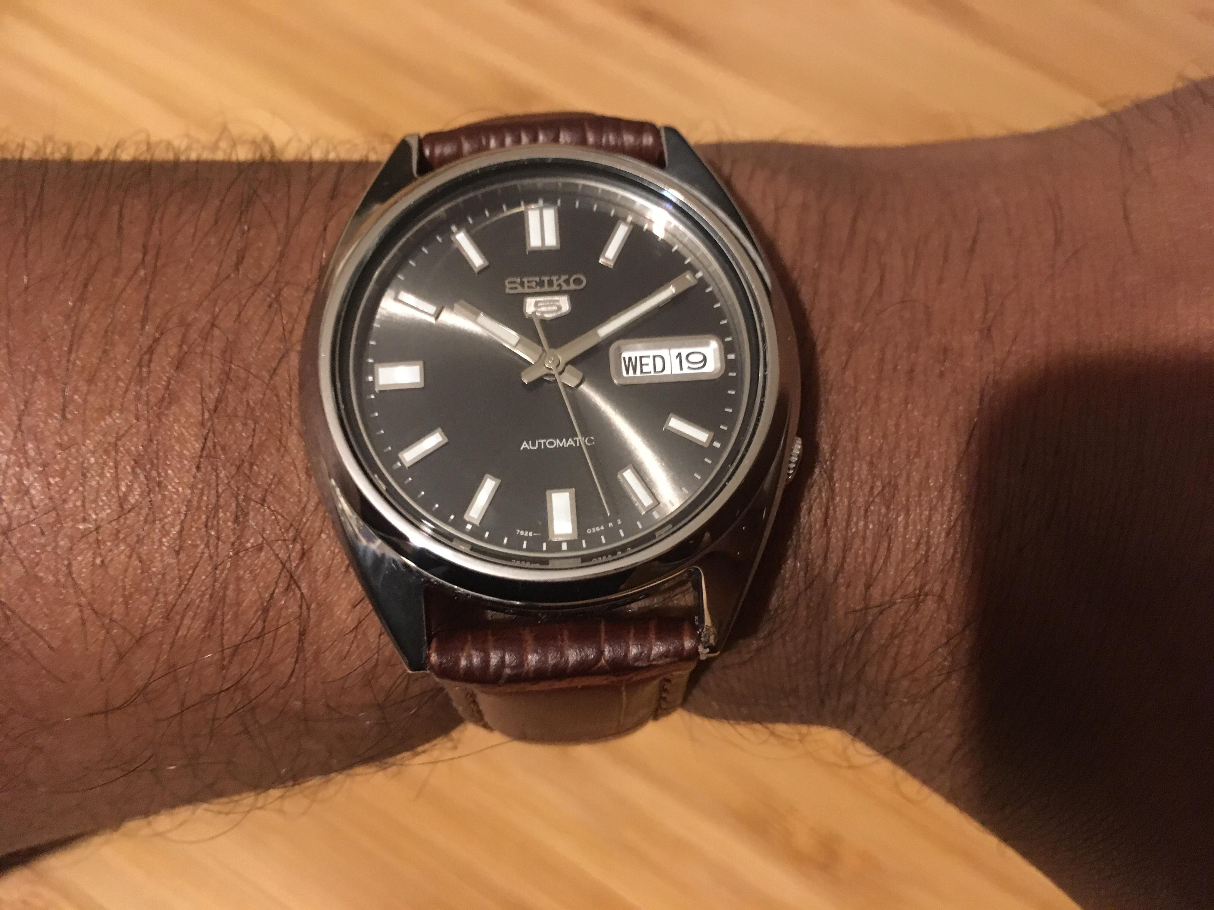[Seiko SNXS79K] My first watch with a custom brown leather strap r