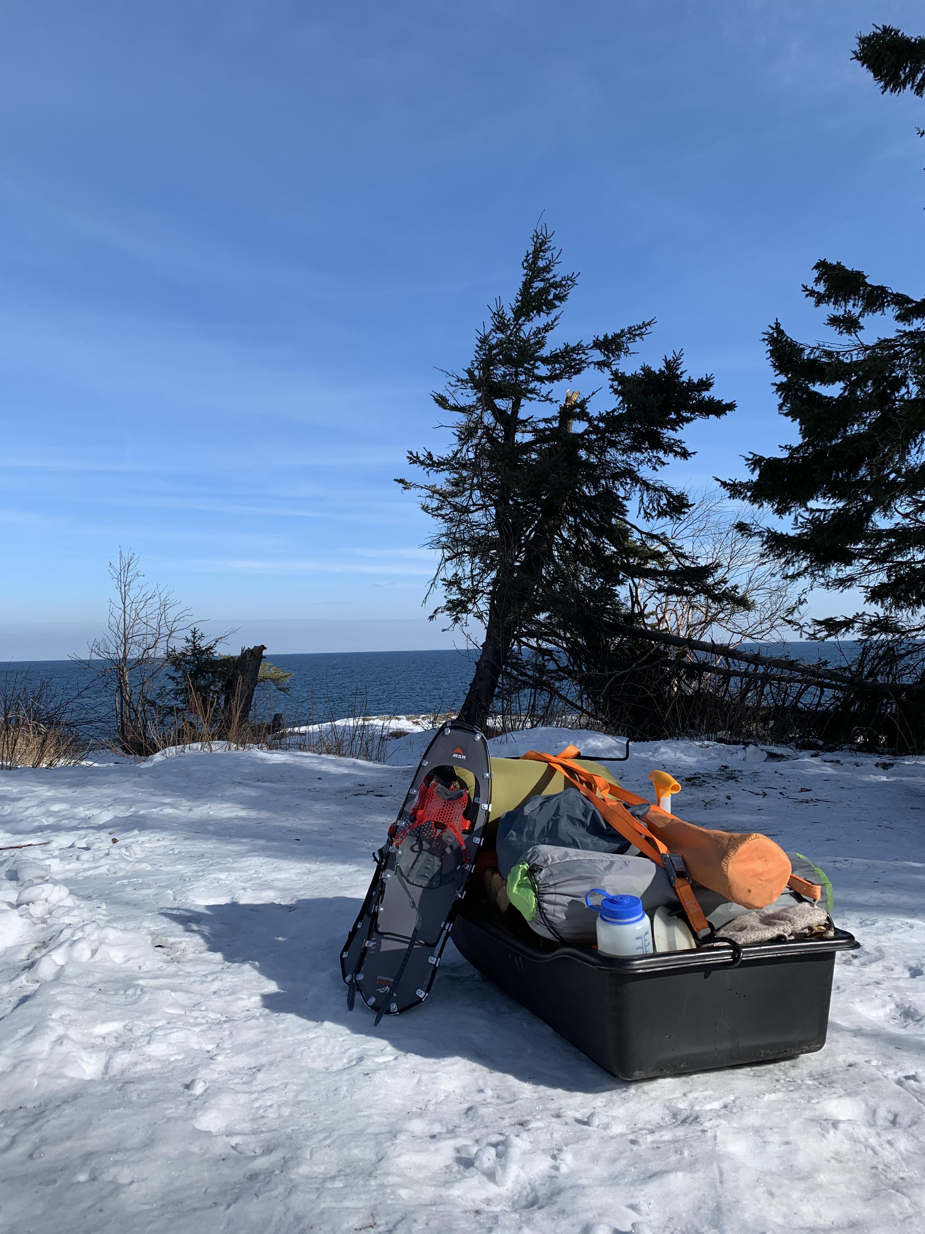 Snowshoed in to this spot overlooking Lake Superior for probably the