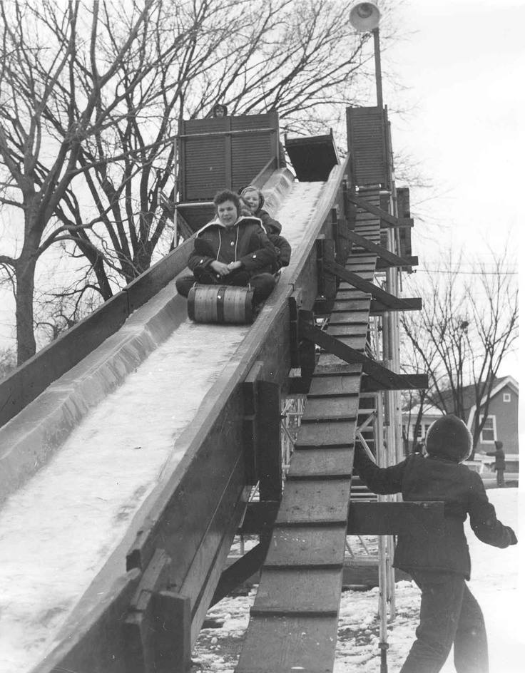Olbrich (Ice House Hill) toboggan slide, Madison, Wisconsin (Circa