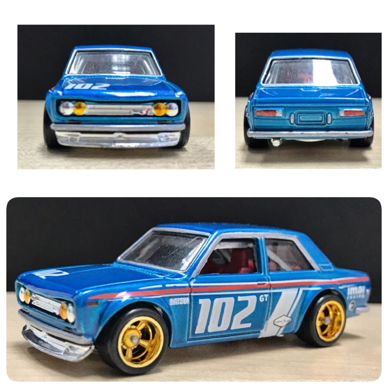 Datsun 510, Headlights, Tailights & Bumper detailing. Red interior with Silver rollbar and wheel