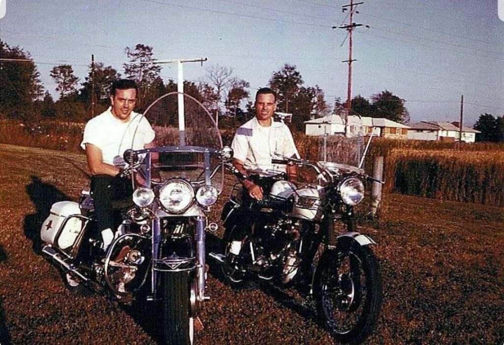 Girlfriend showed me this cool photo of her grandpa on a Harley