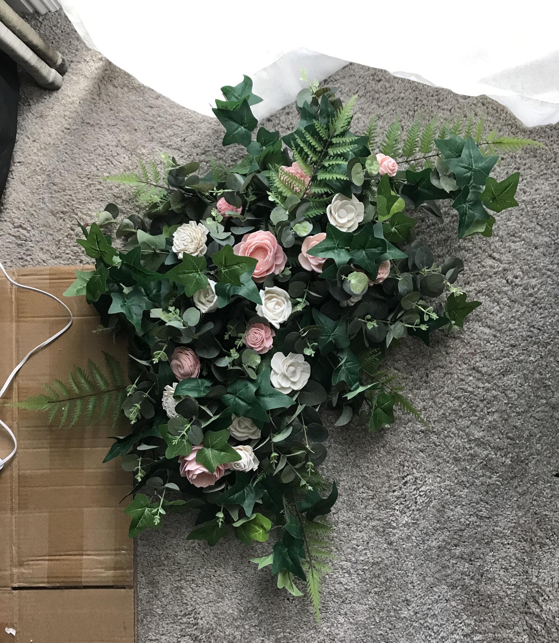 DIY faux greenery & Sola Wood Flowers arch decor r/DIYweddings