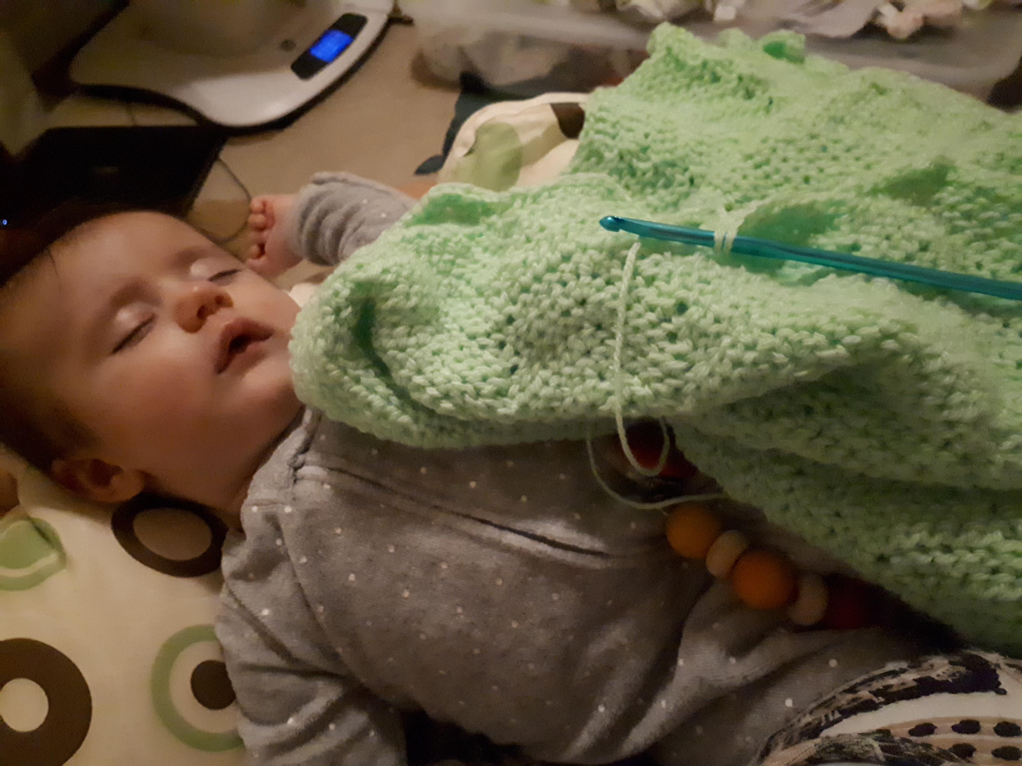 Started this baby blanket while I was pregnant thinking I'd finish it