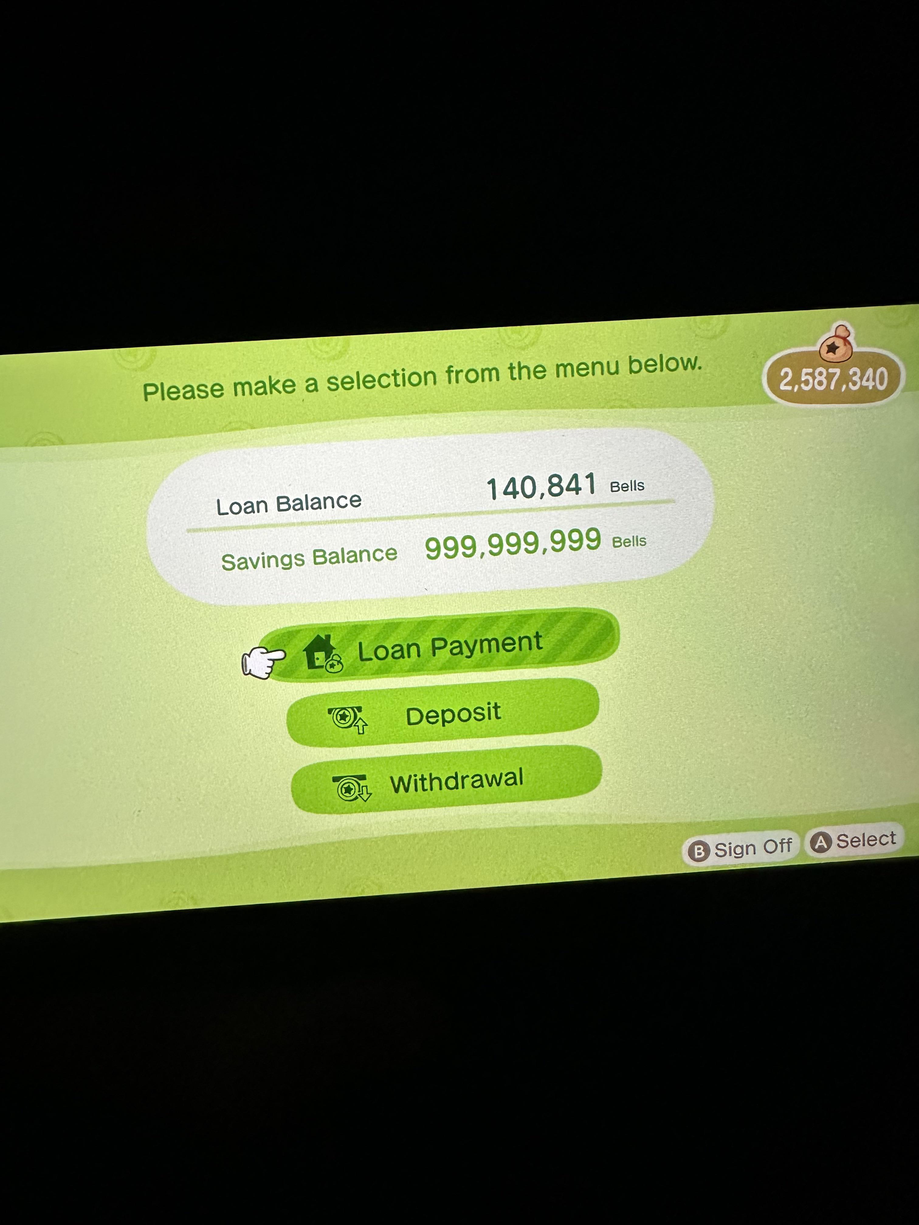 Sold some turnips and the game gave me 999,999,999. 🧐 r/acnh