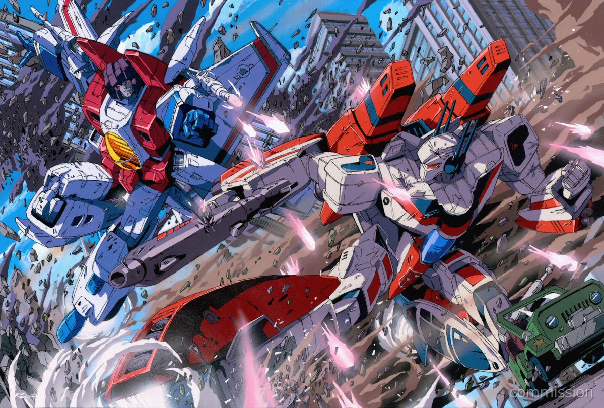 Starscream vs Jetfire, art by Rui Onishi (marble_v_) r/transformers