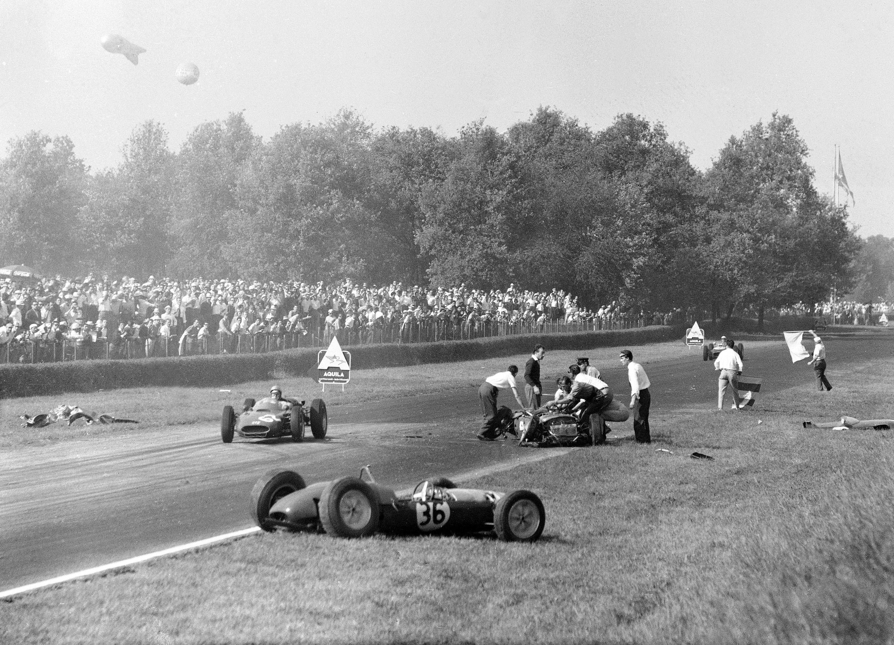 Aftermath of deadly crash at Monza, Sept. 10, 1961. r/formula1