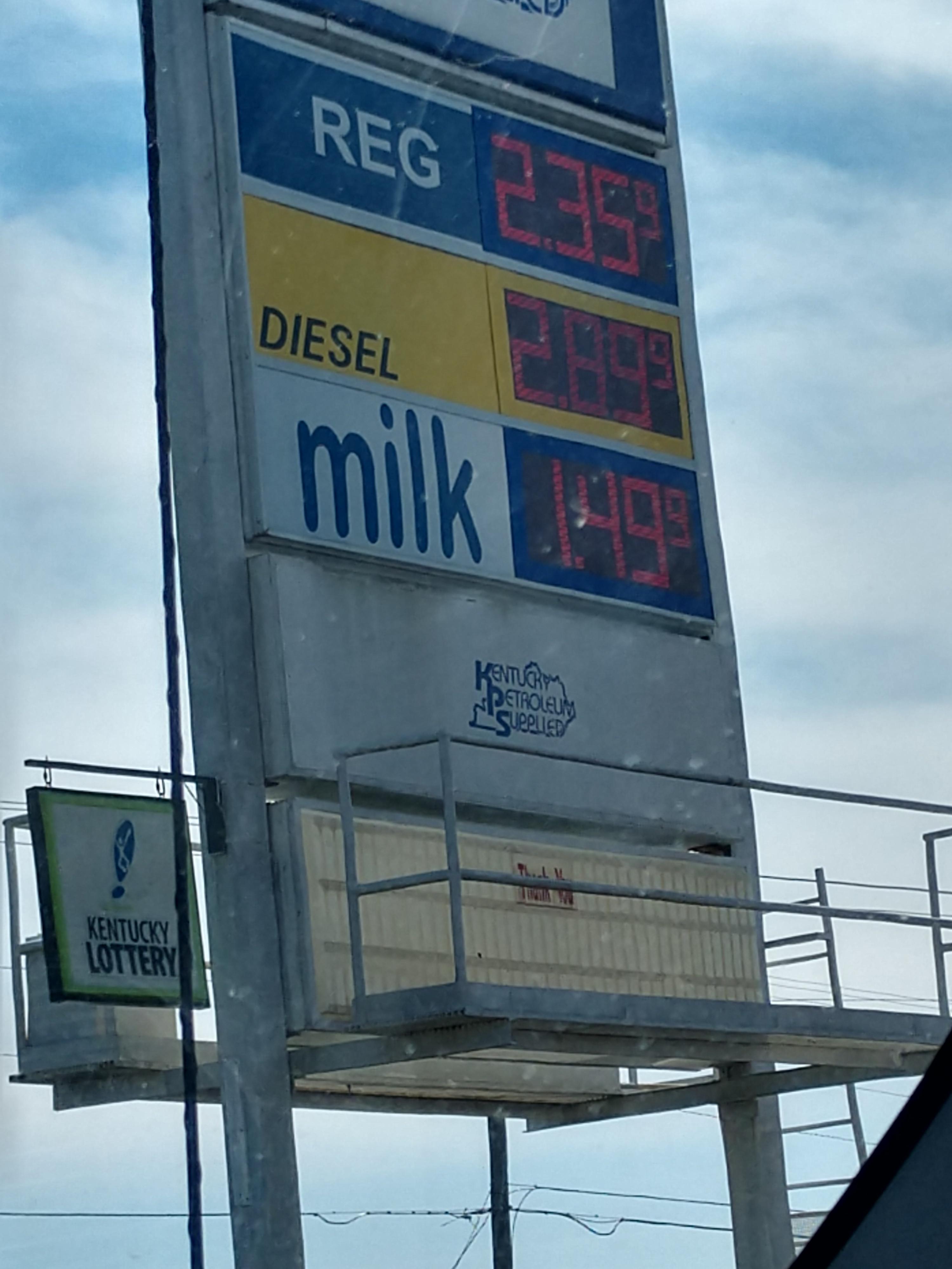 This gas station with milk price r/mildlyinteresting