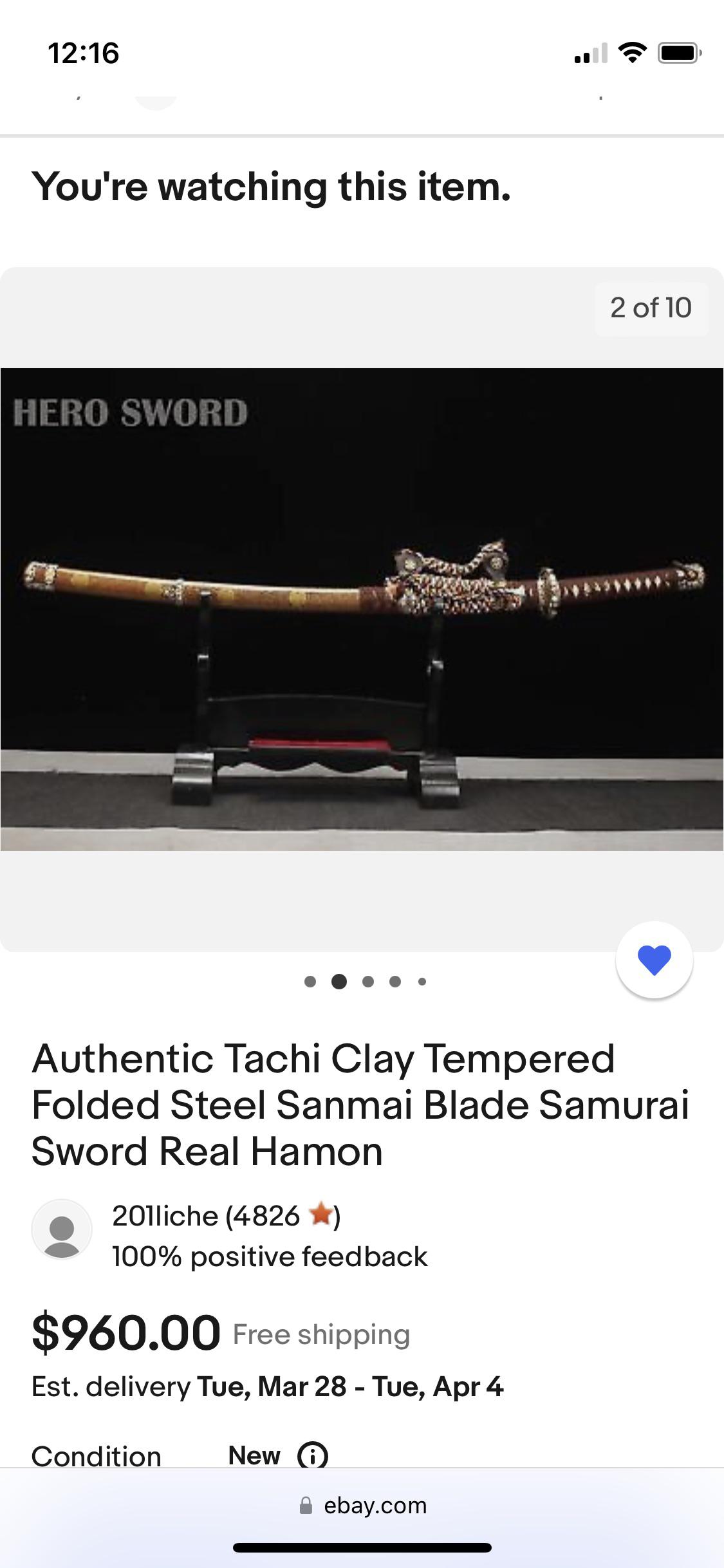 So, I know that when it comes to swords on EBay, it’s the Wild West
