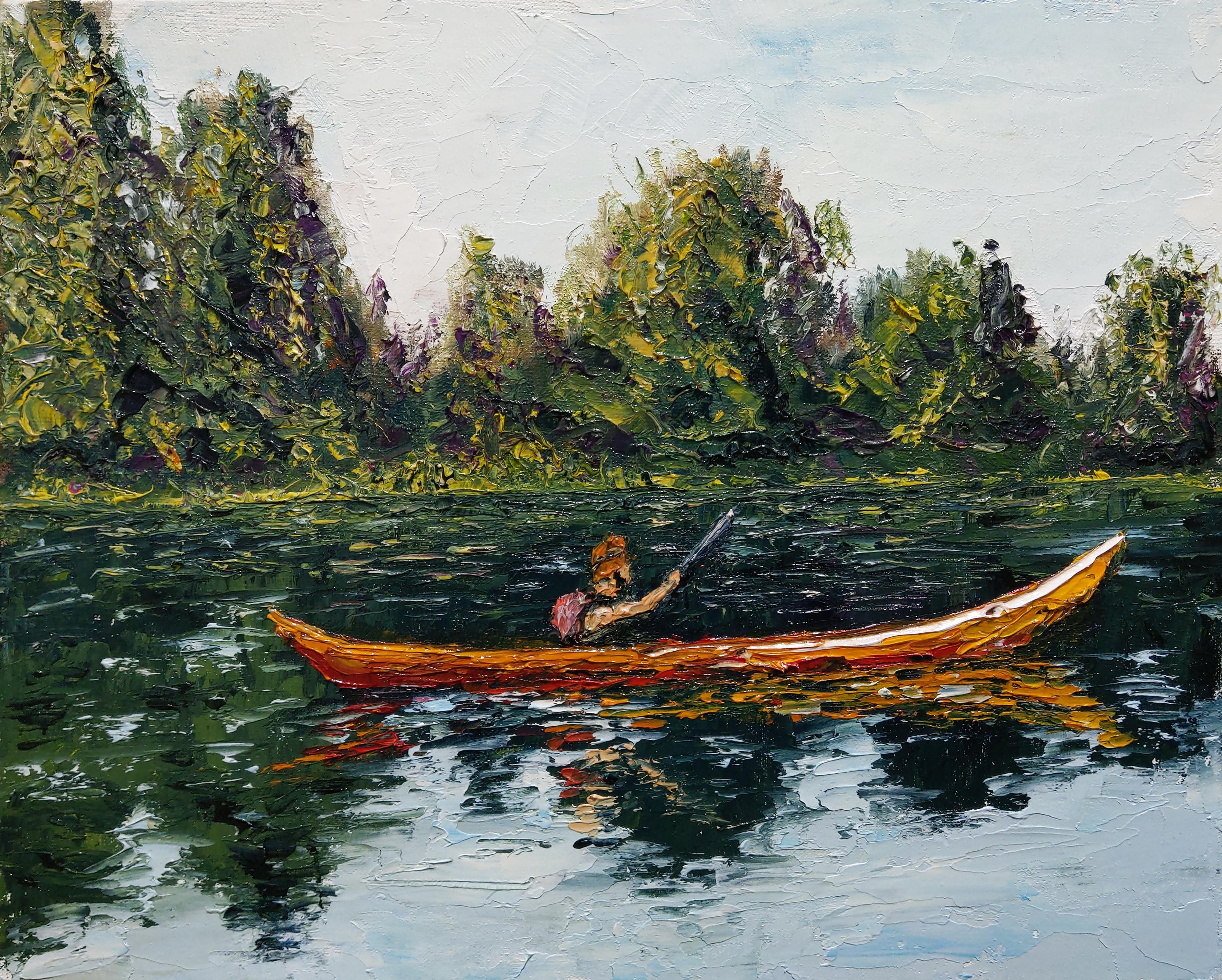 Kayaking on Dnipro, my painting) r/Kayaking
