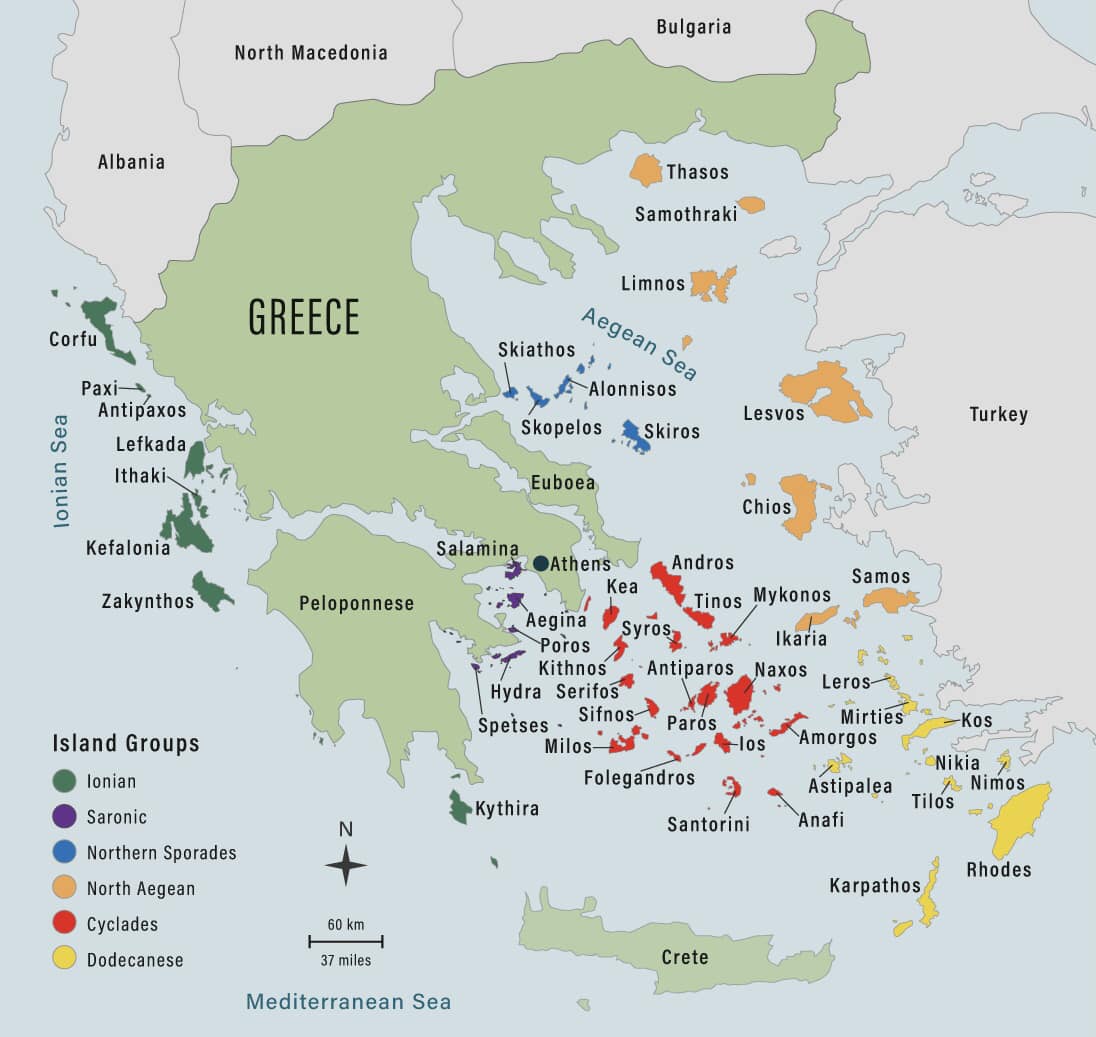 Map of Greek island chains r/MapPorn