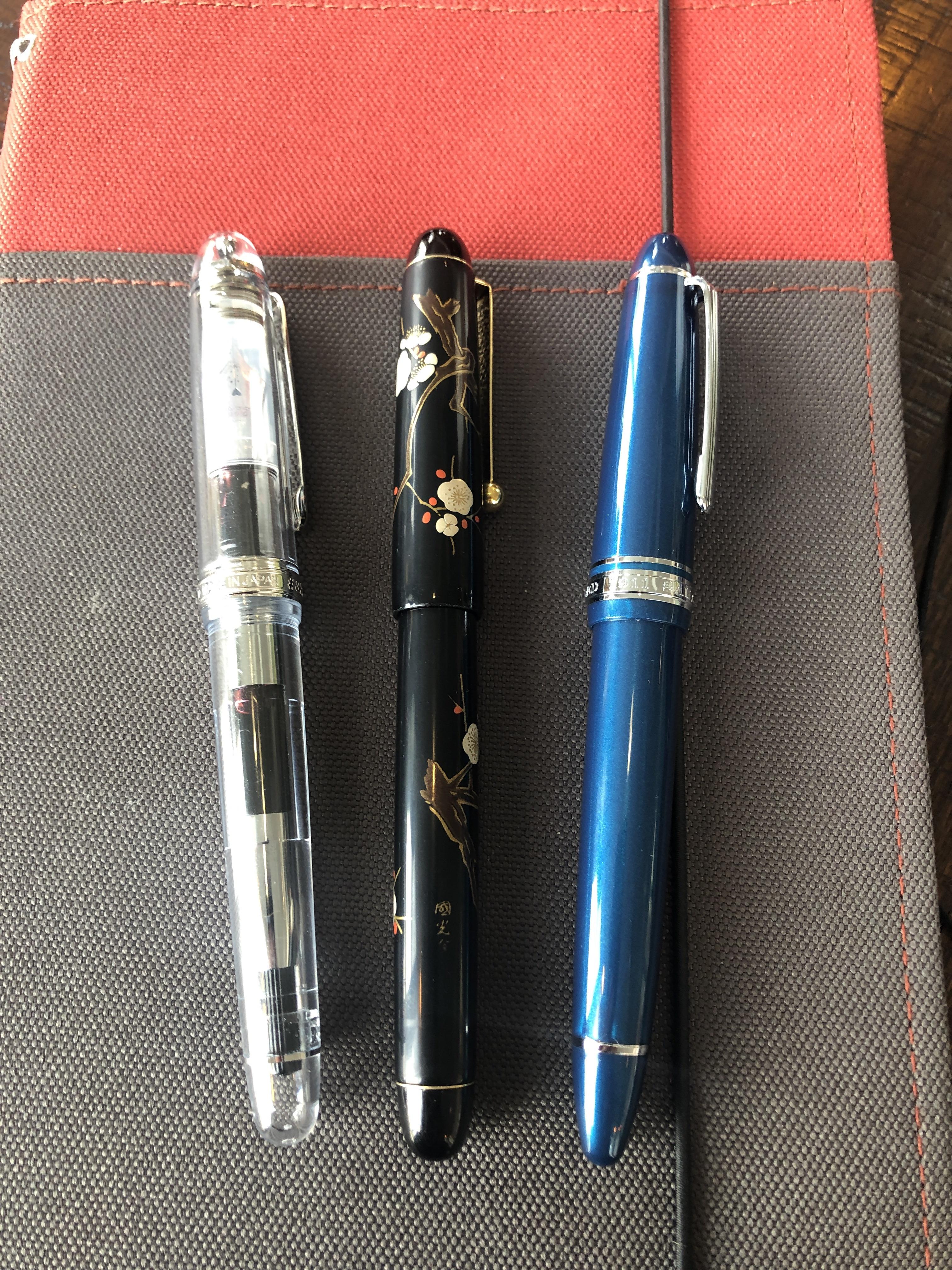 Collection complete 1 pen from each of japan’s big three r/fountainpens