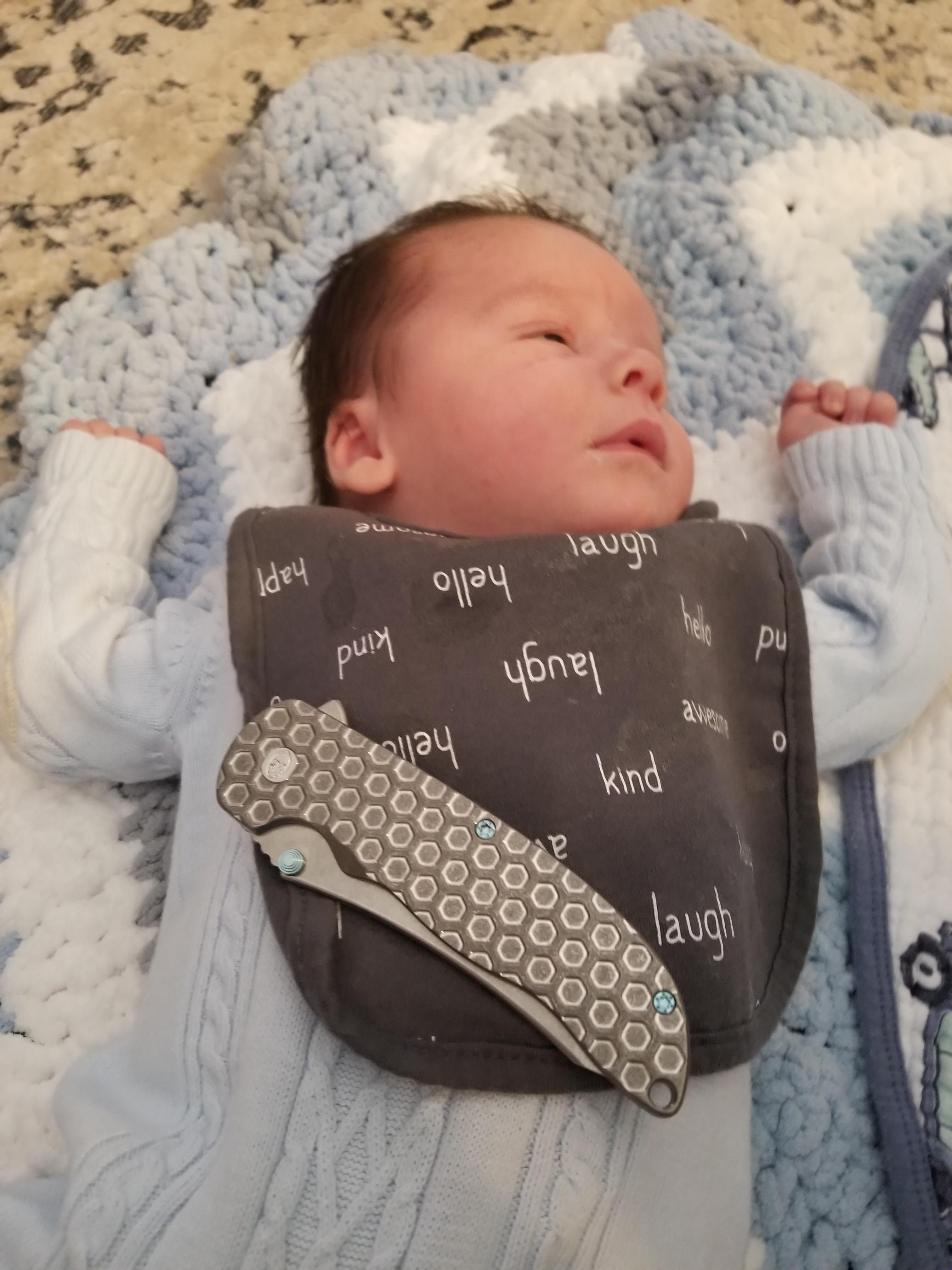 My nephew, born the same date as my norseman, which I hope to give to