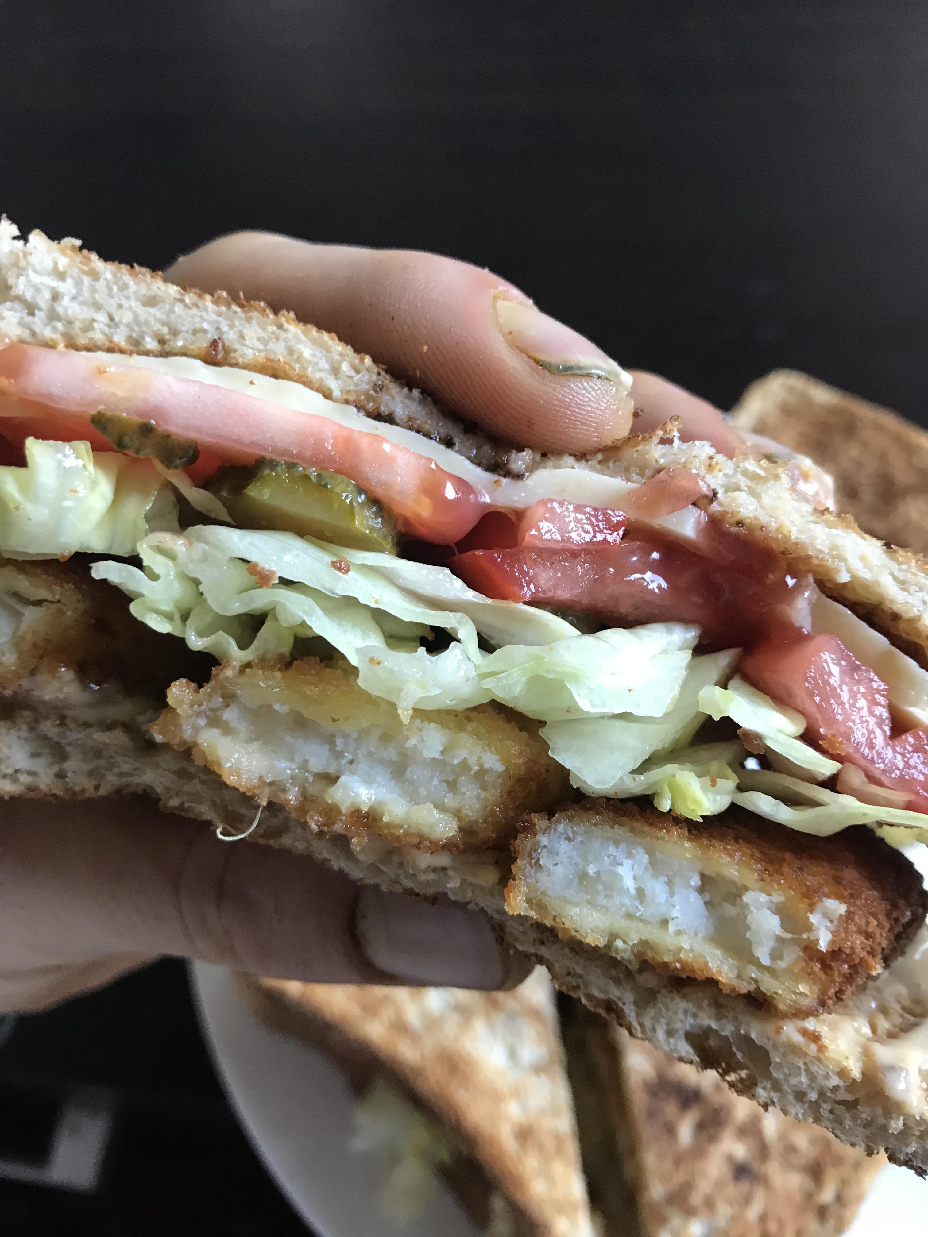 Fish fingers, Big Mac sauce, cheese and salad r/eatsandwiches