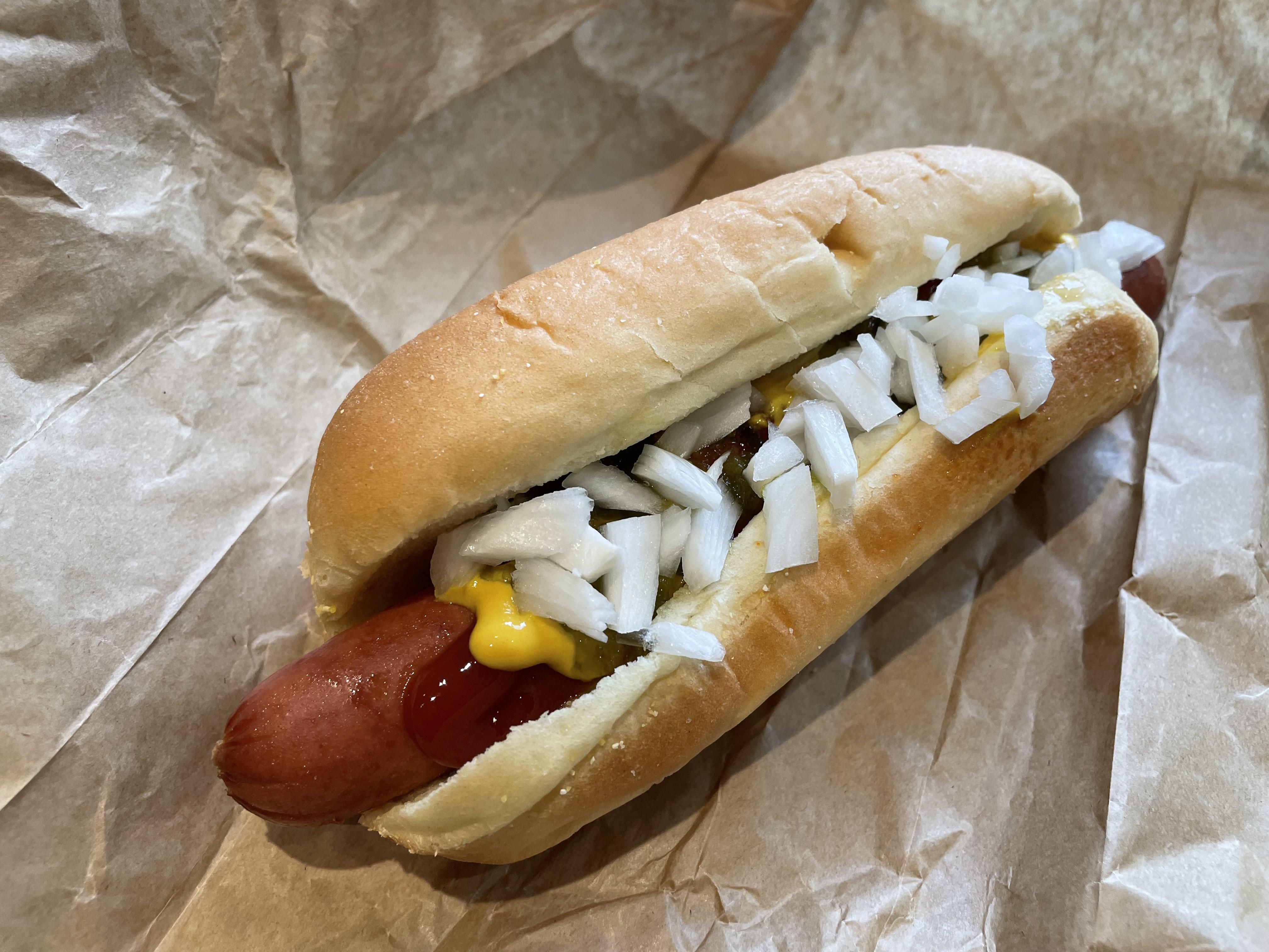 The way the Costco gods intended the hot dog to be eaten… The works! No