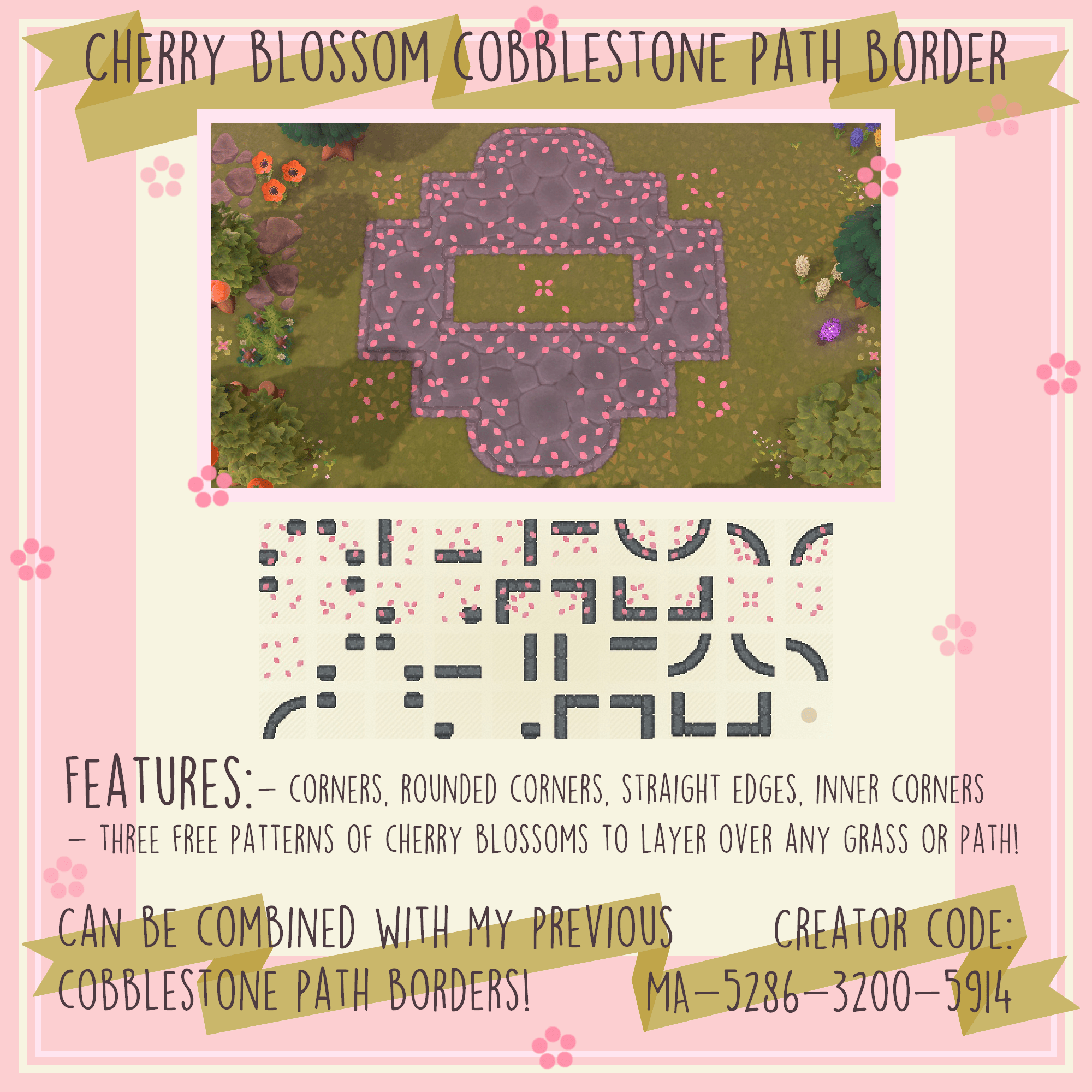 Cherry blossom borders for the ingame cobblestone path + free cherry