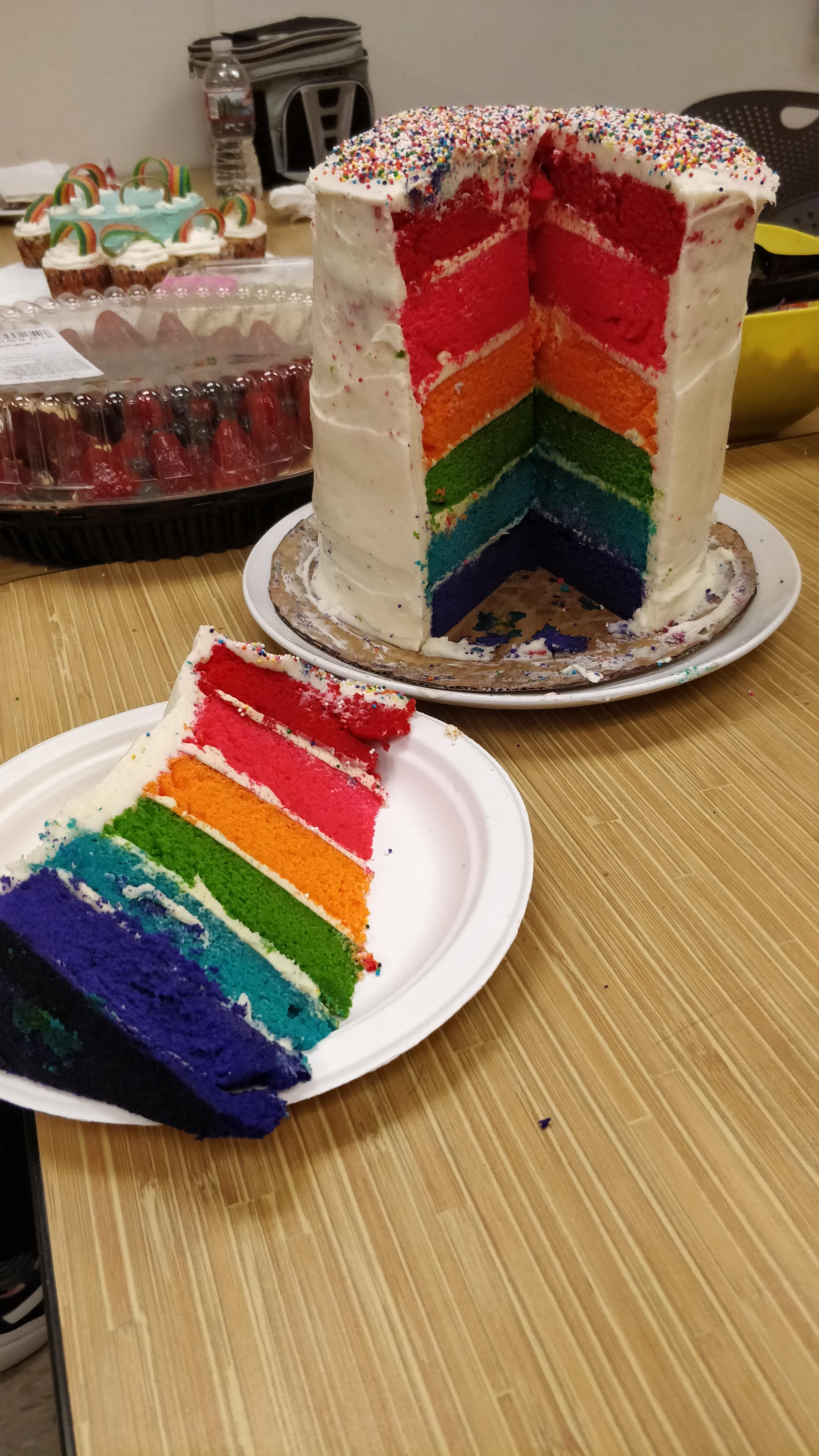 I made a super gay cake for a work pride potluck r/Baking