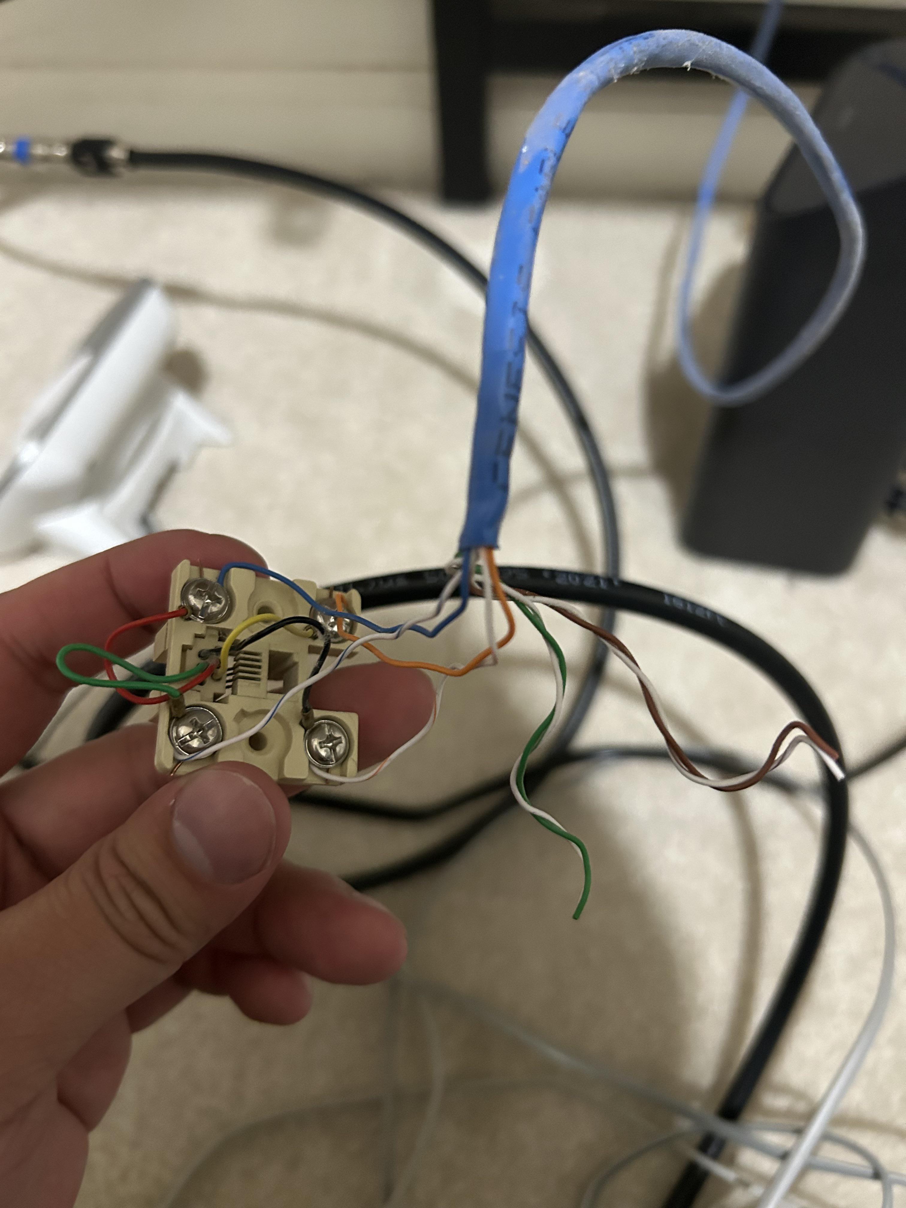 First time moving my router and modem to my bedroom. The telephone jack