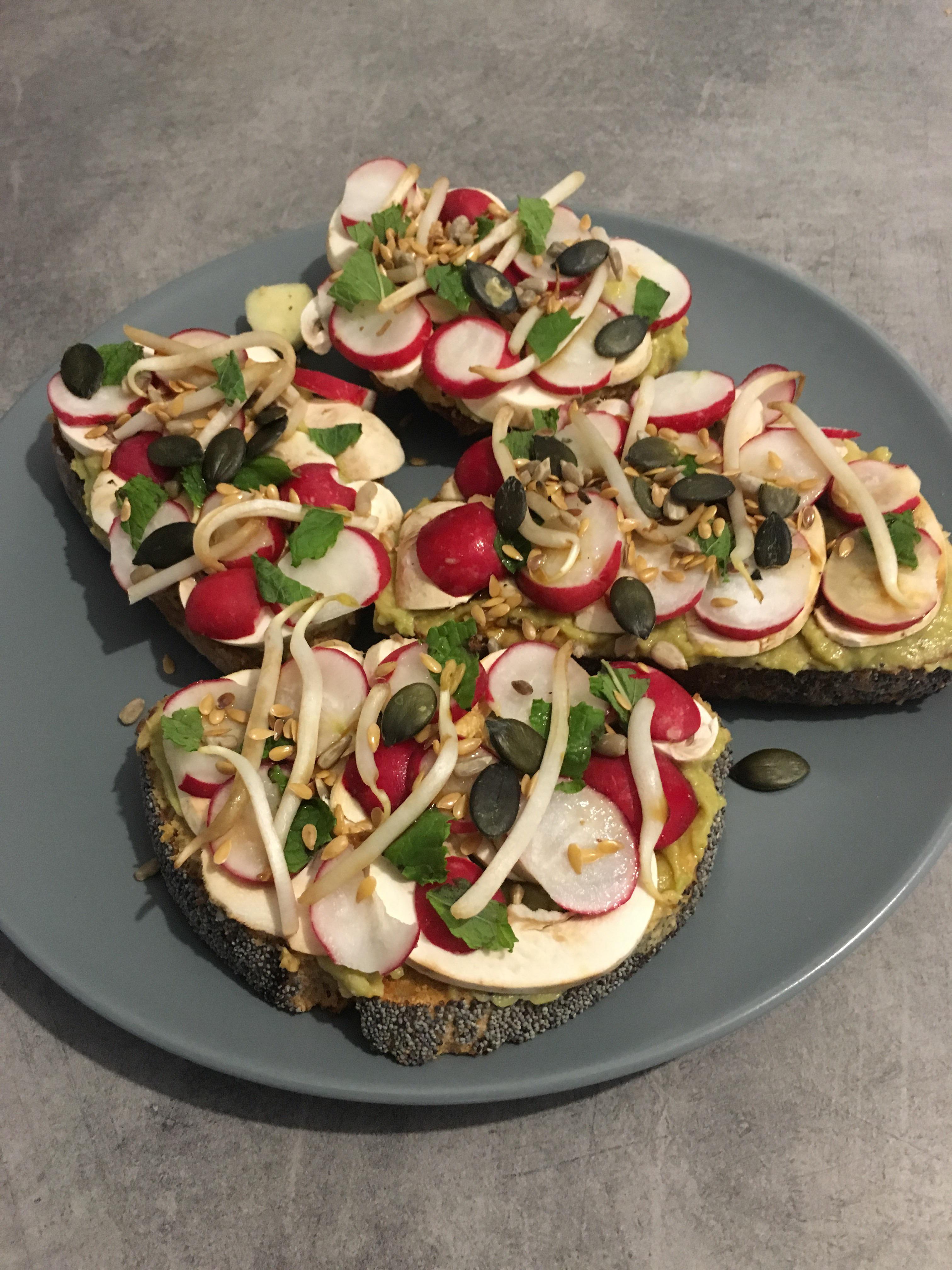 Some nice open face sandwiches, or "tartine" as we call it in France