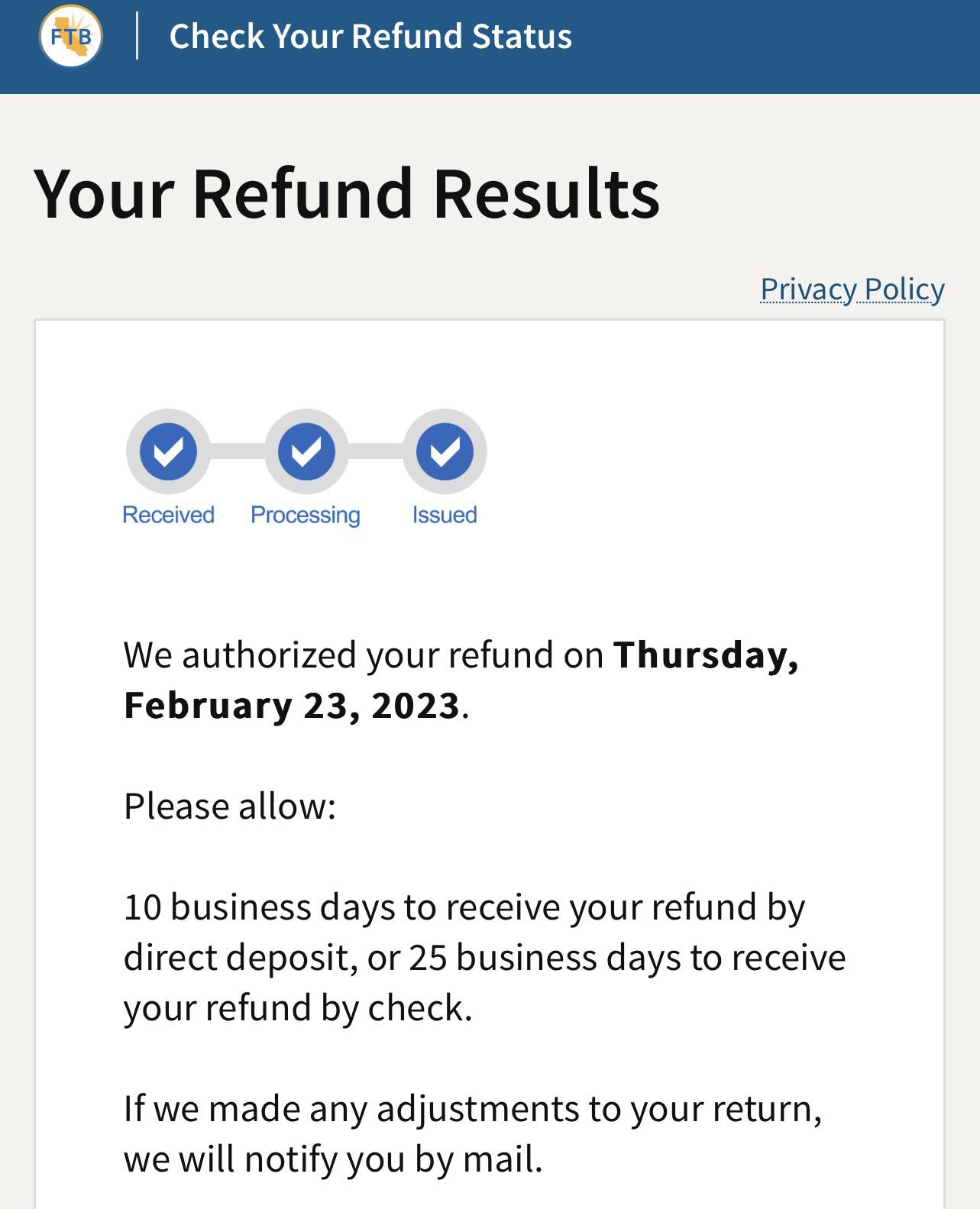 CA State Tax Refund, how long did you wait once it was issued to get DD? r/IRS