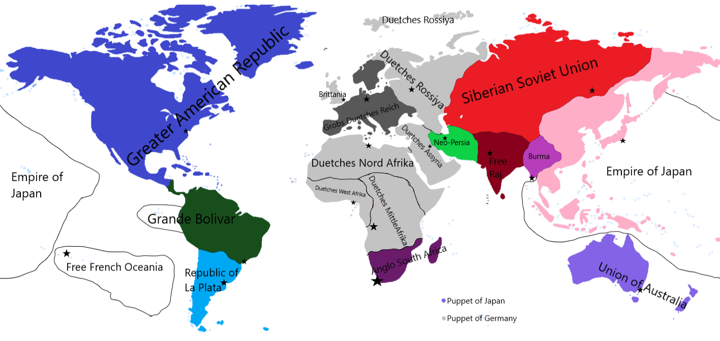 Updated map of Axis Dominated world circa. 1961 AMA about the world r