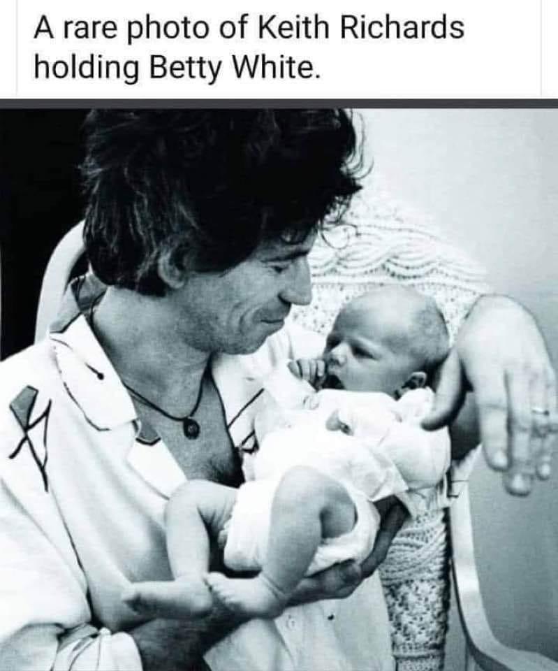 Keith Richards holding Betty White funny