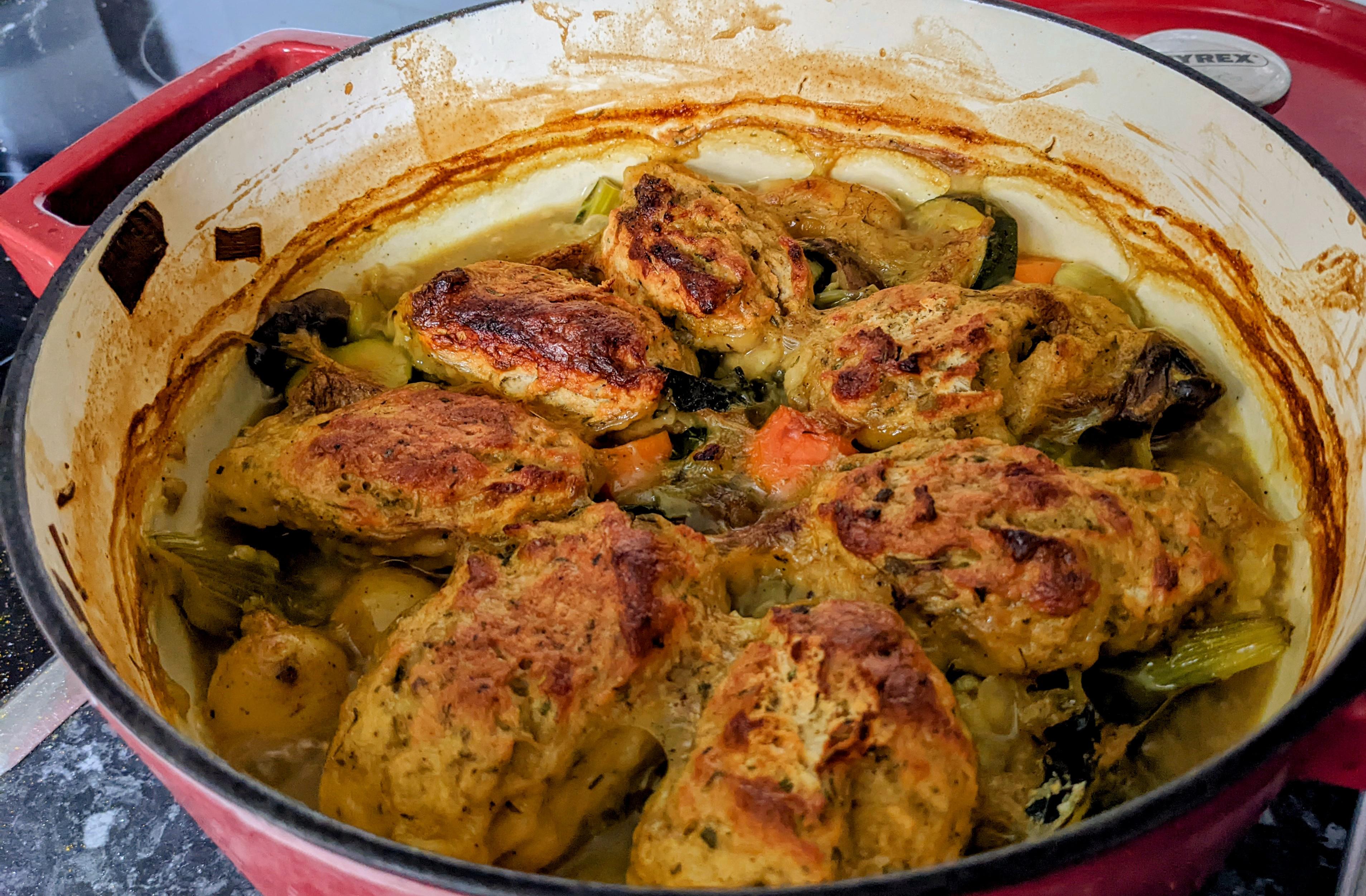 Vegetable stew and Herby dumplings r/veganrecipes