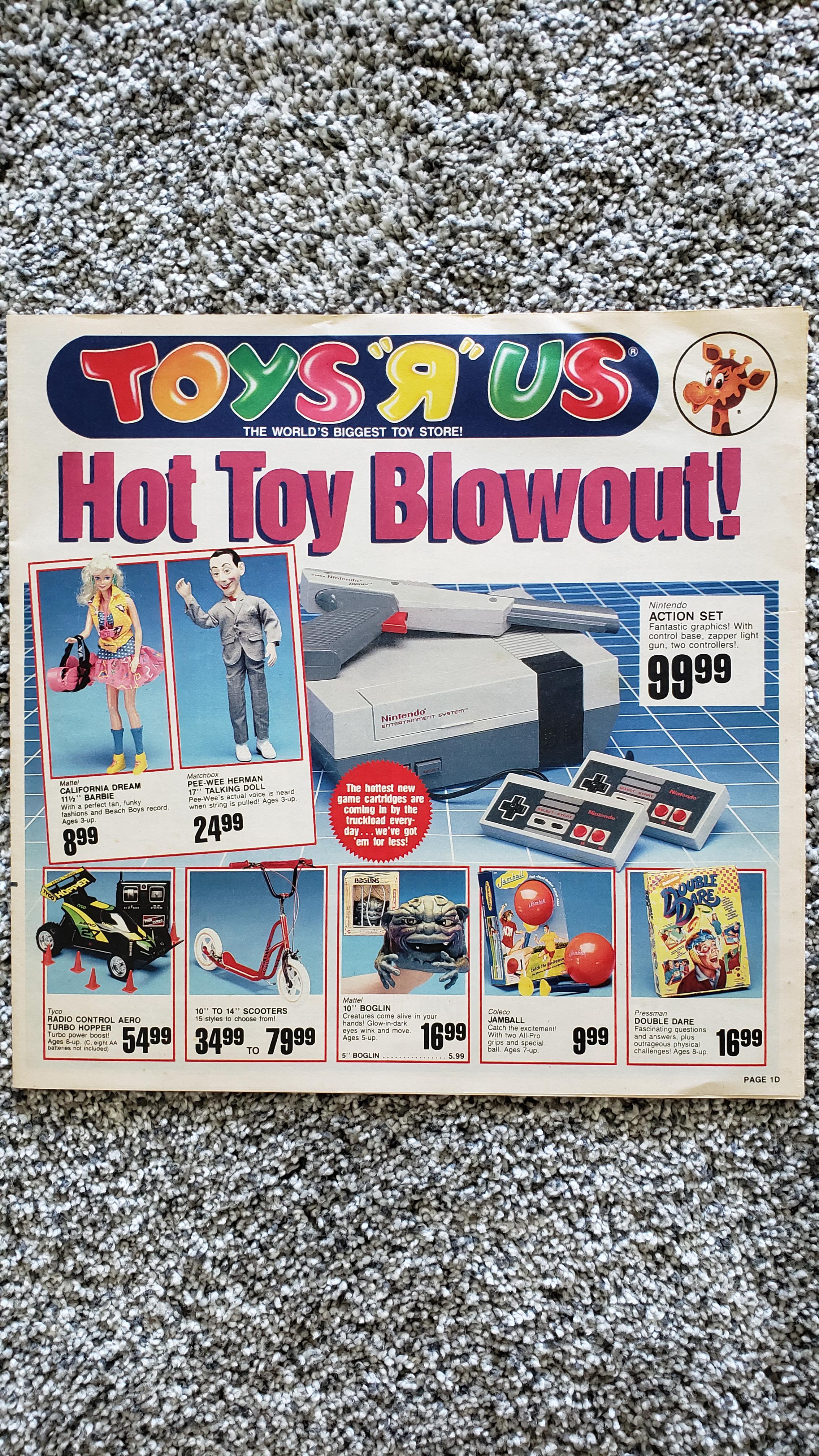 Found an old Toys R Us ad from 1988 featuring the Nintendo Action Set