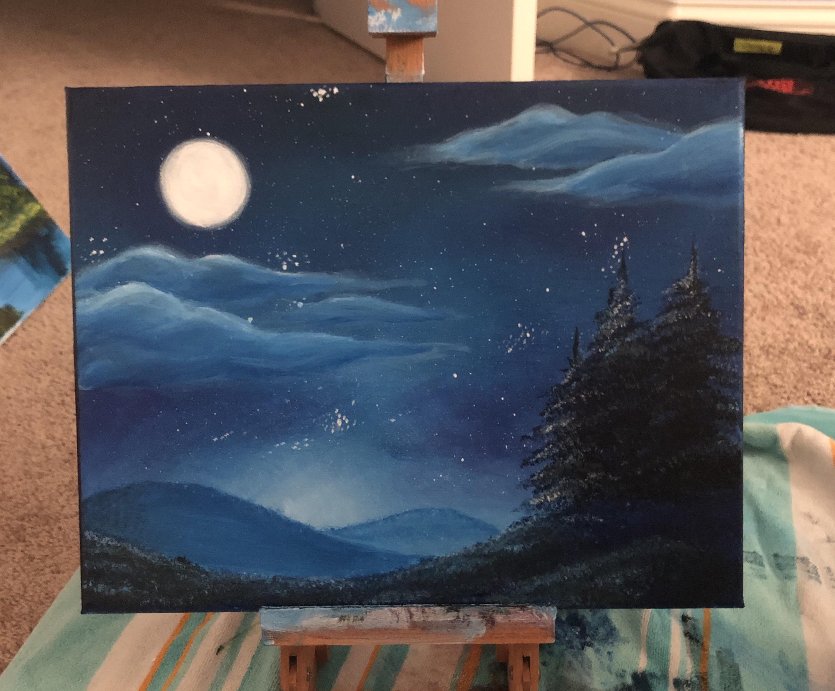 A blue night sky r/painting