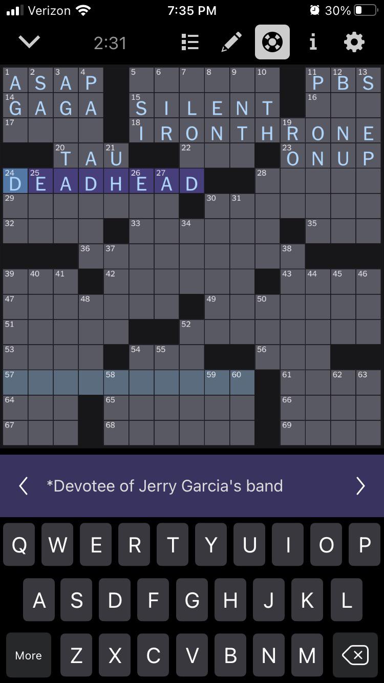 Today’s NYT Crossword got this one pretty quickly! r/gratefuldead