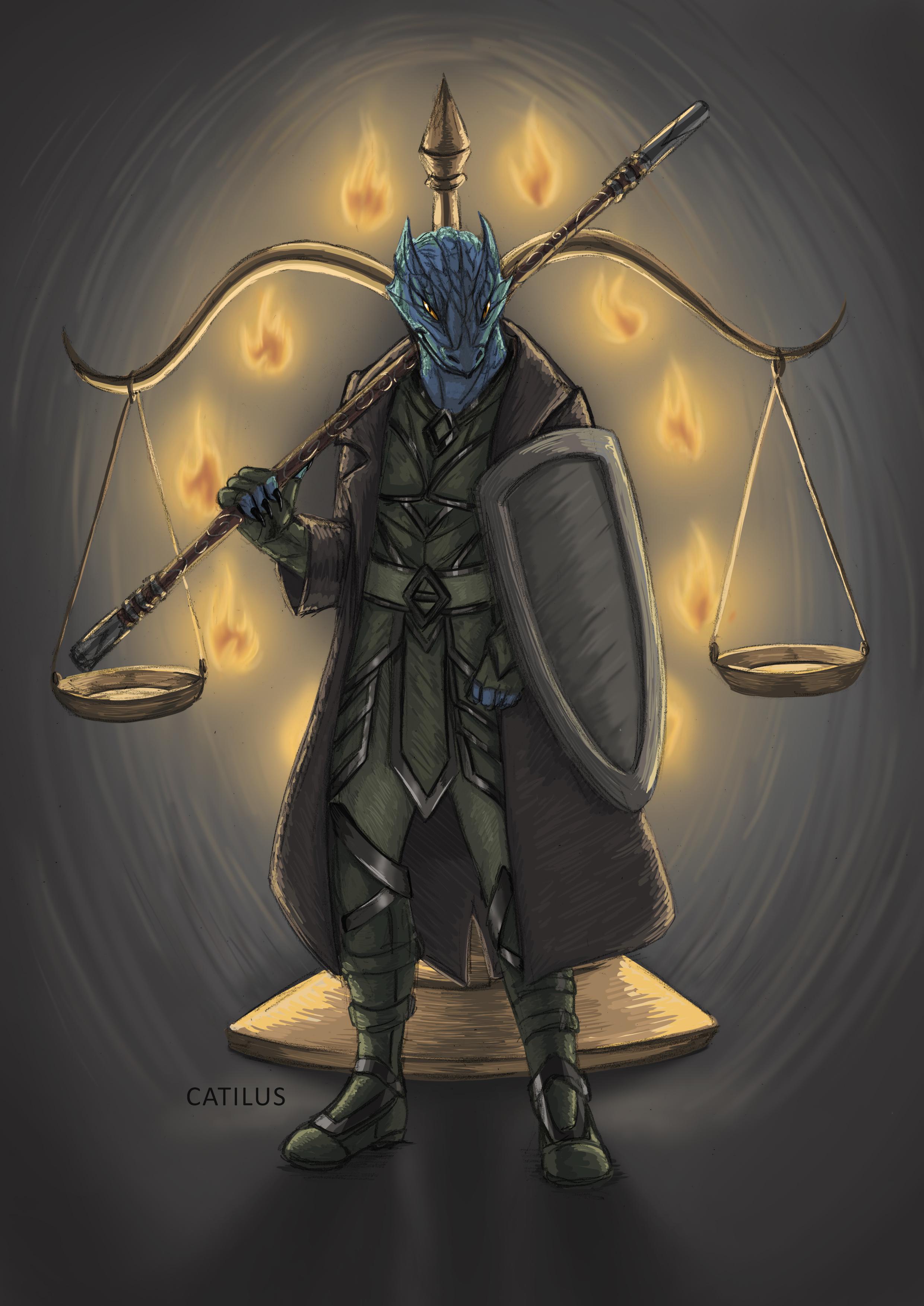 [OC] [ART] Kalcanth, Dragonborn Paladin of the Great Gemstone Dragon