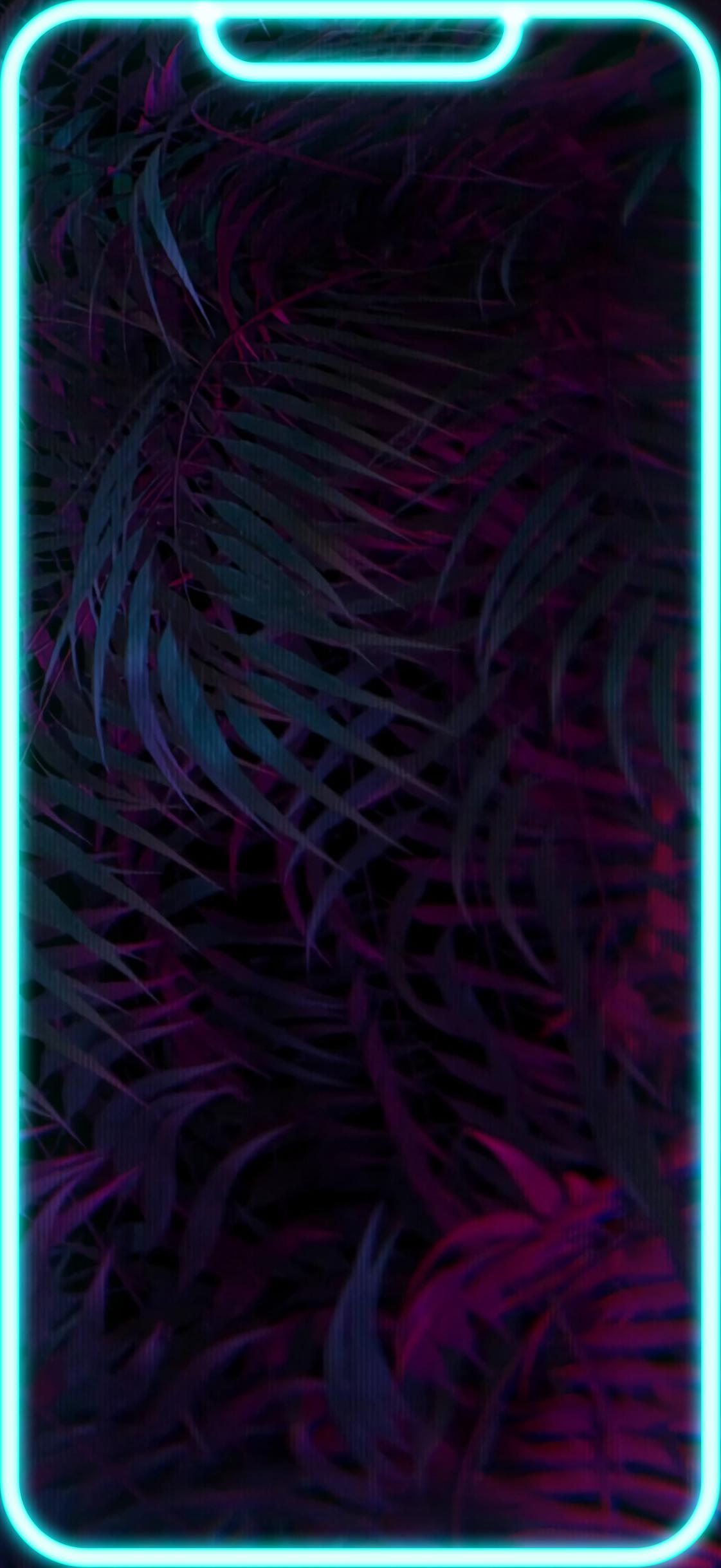 Neon border vaporware/outrun wallpaper for iPhone 13 (fits notch) r