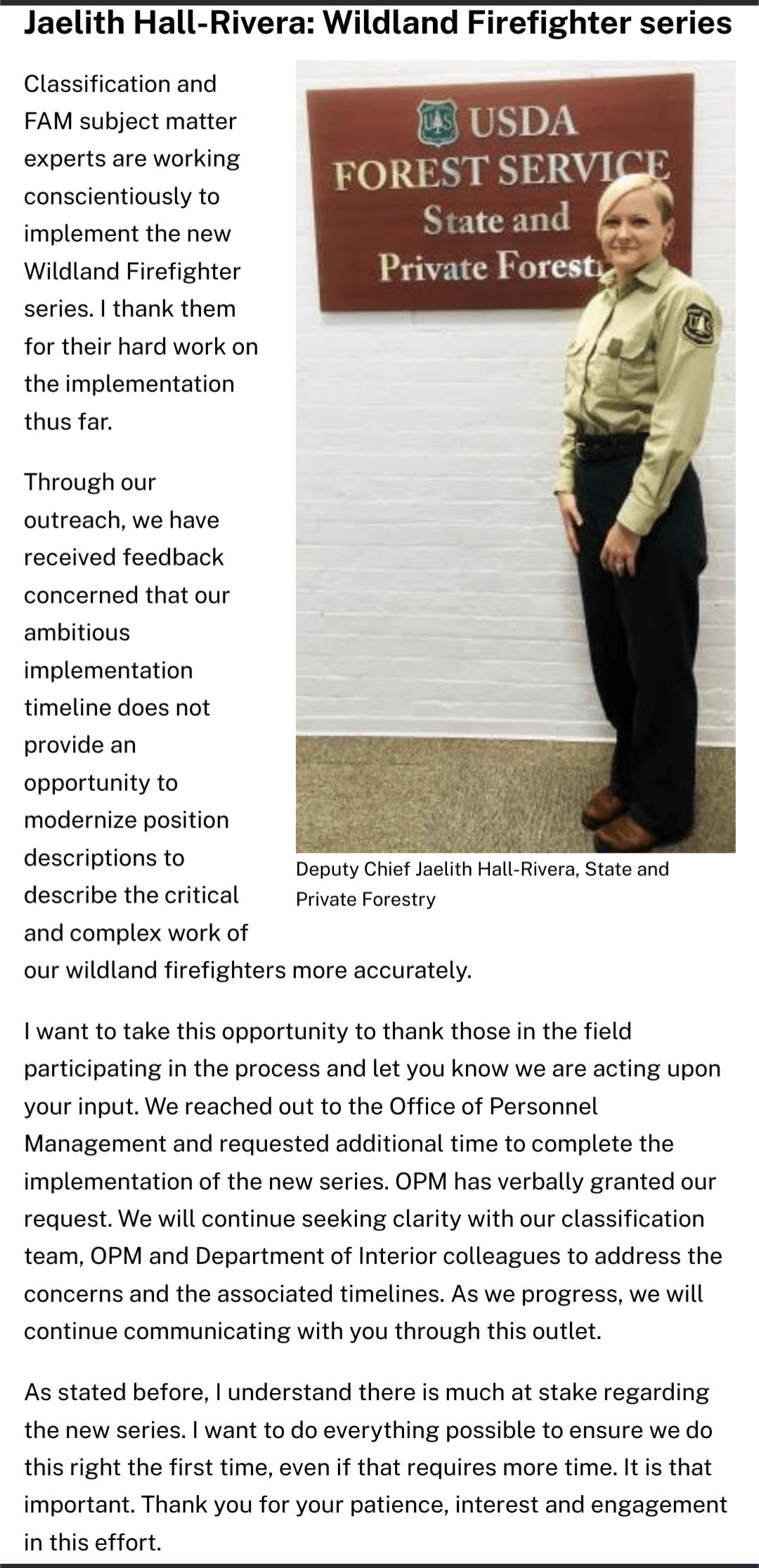 9/16/22 Update Wildland firefighter pay, classification in