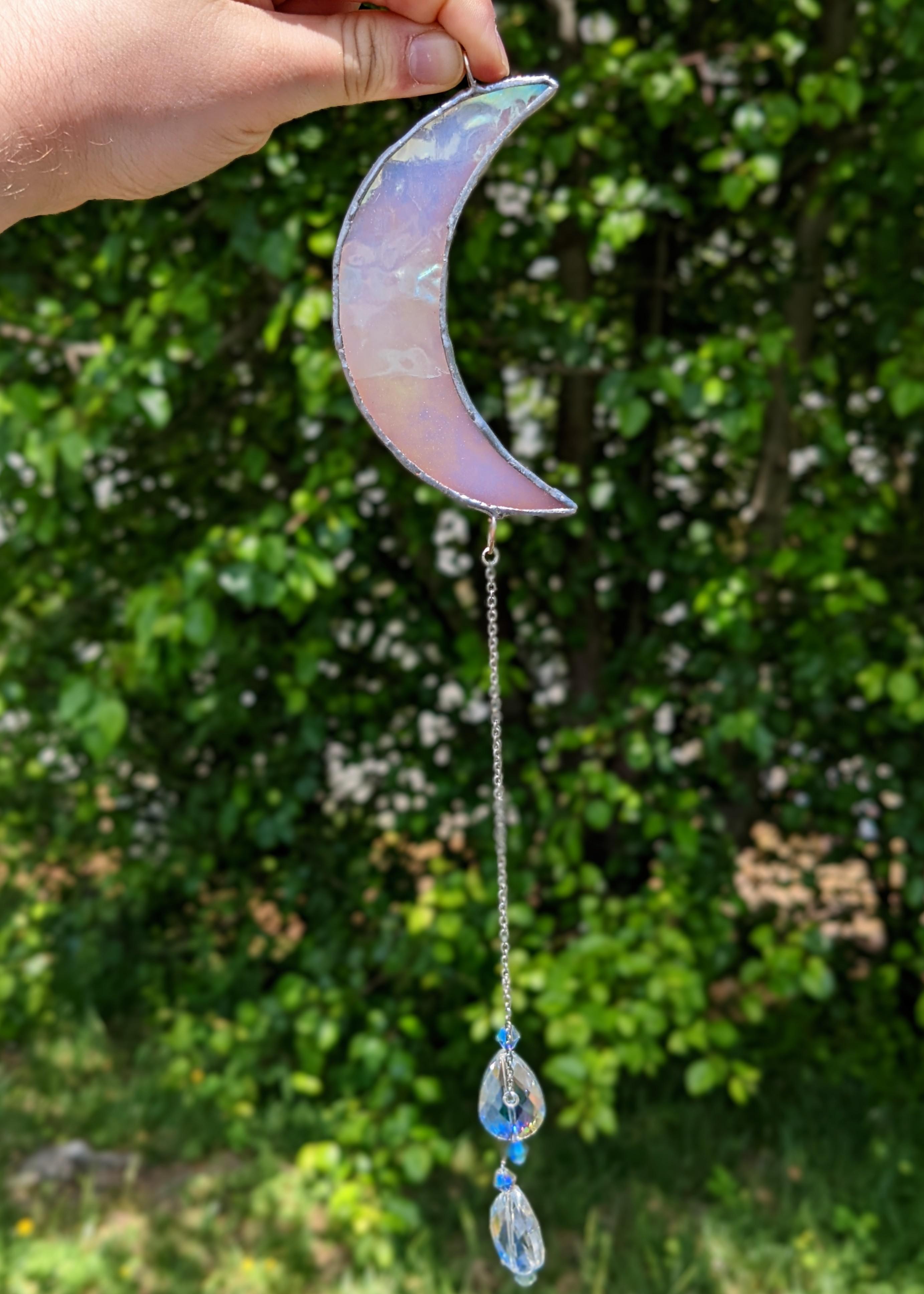 iridescent moon stained glass sun catcher r/StainedGlass