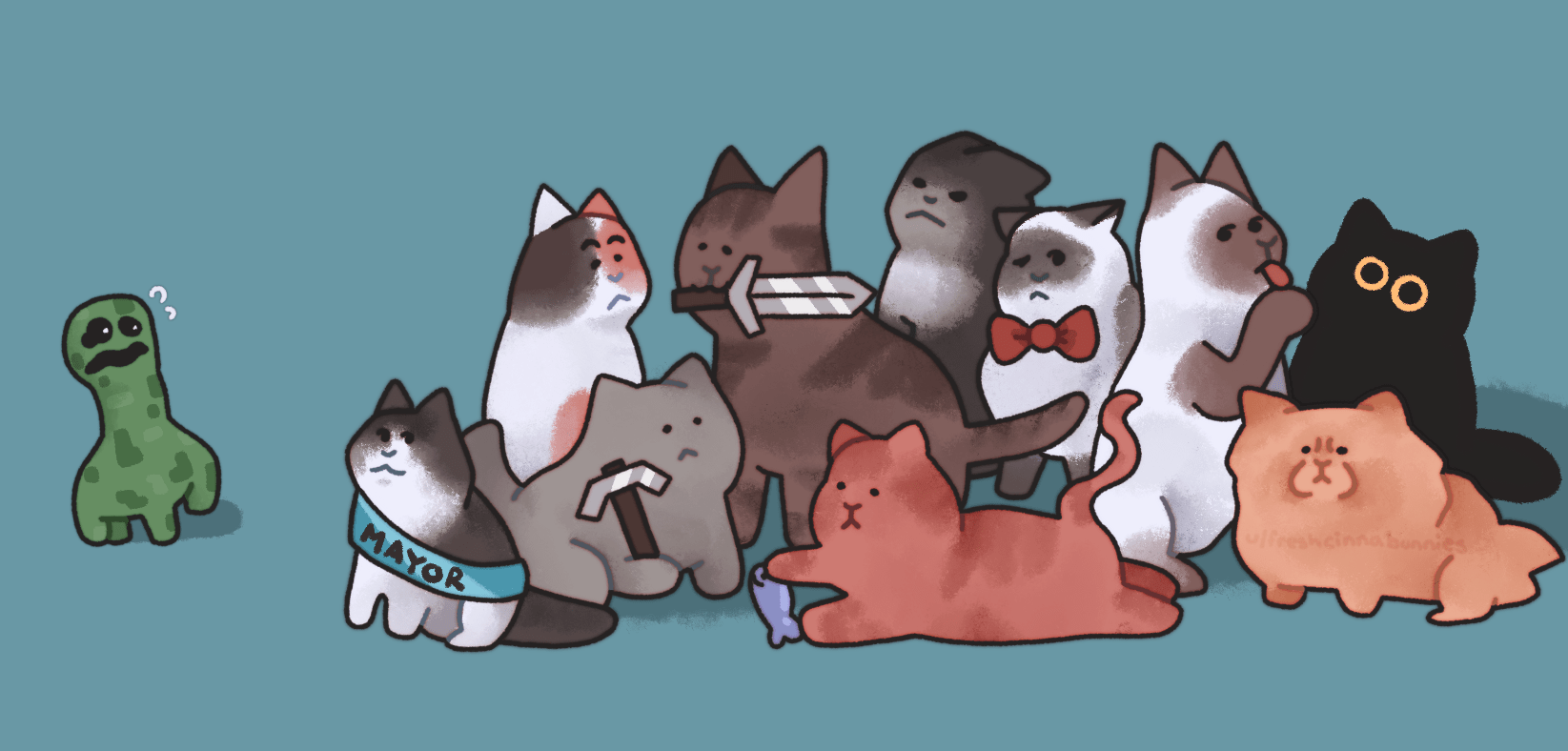 I drew the cats of Minecraft! (plus a creeper) r/Minecraft