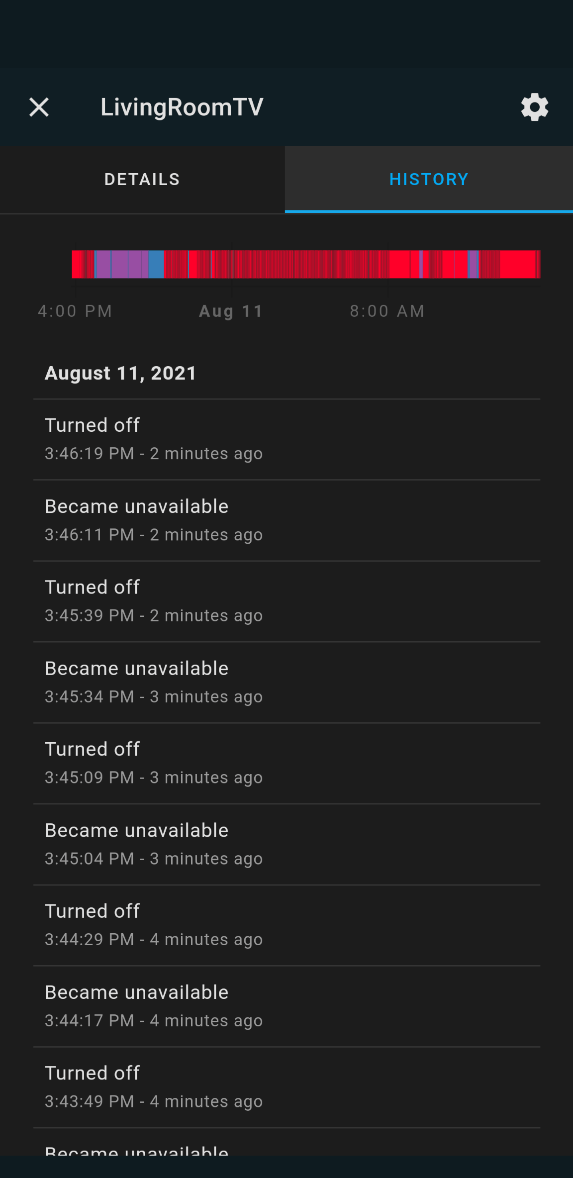 Anyone know why my TV always change from "turned off" to "became