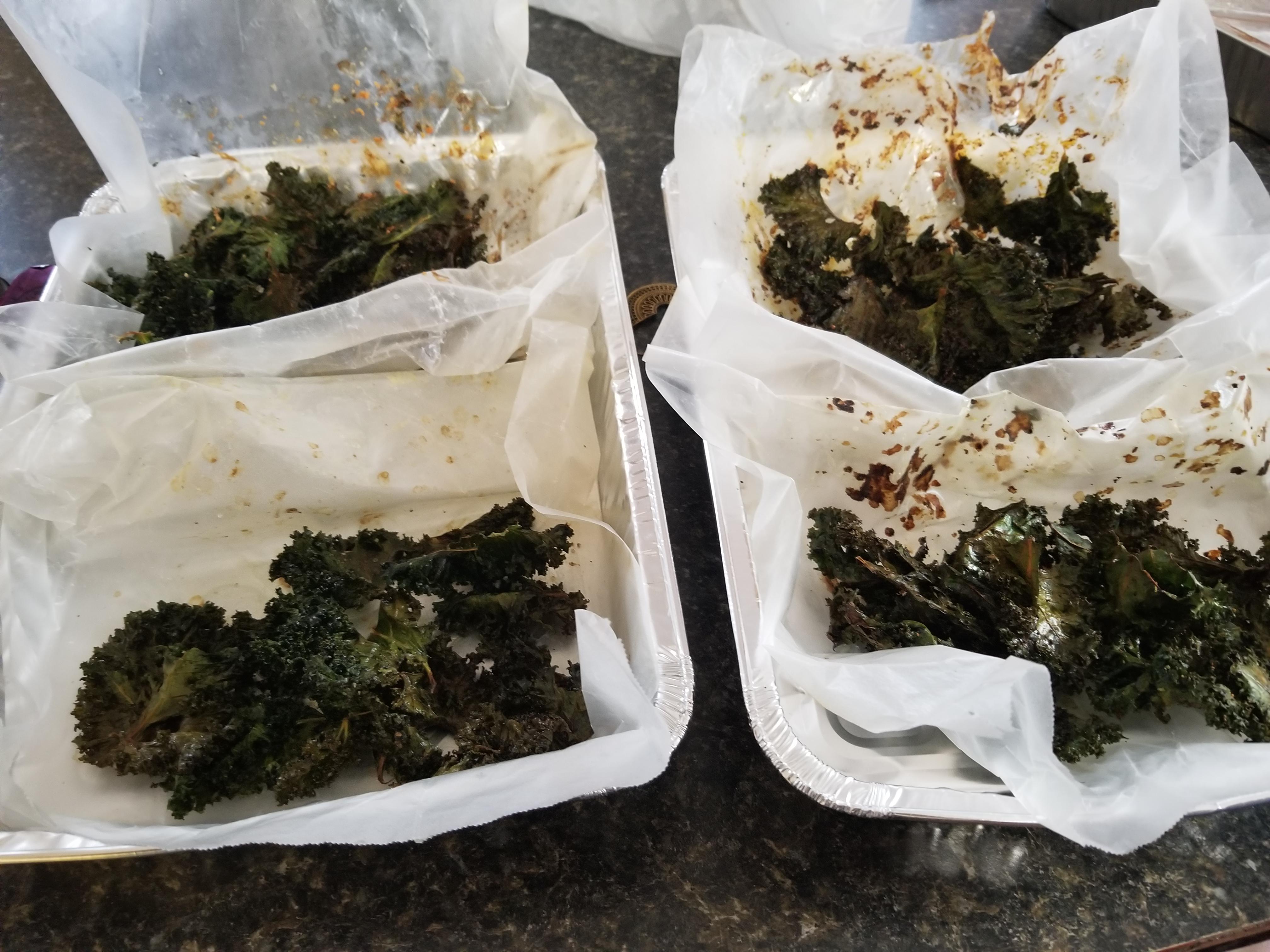 Salt and Vinegar, BBQ, Black Pepper and Parmesan, and Lemon Pepper Kale