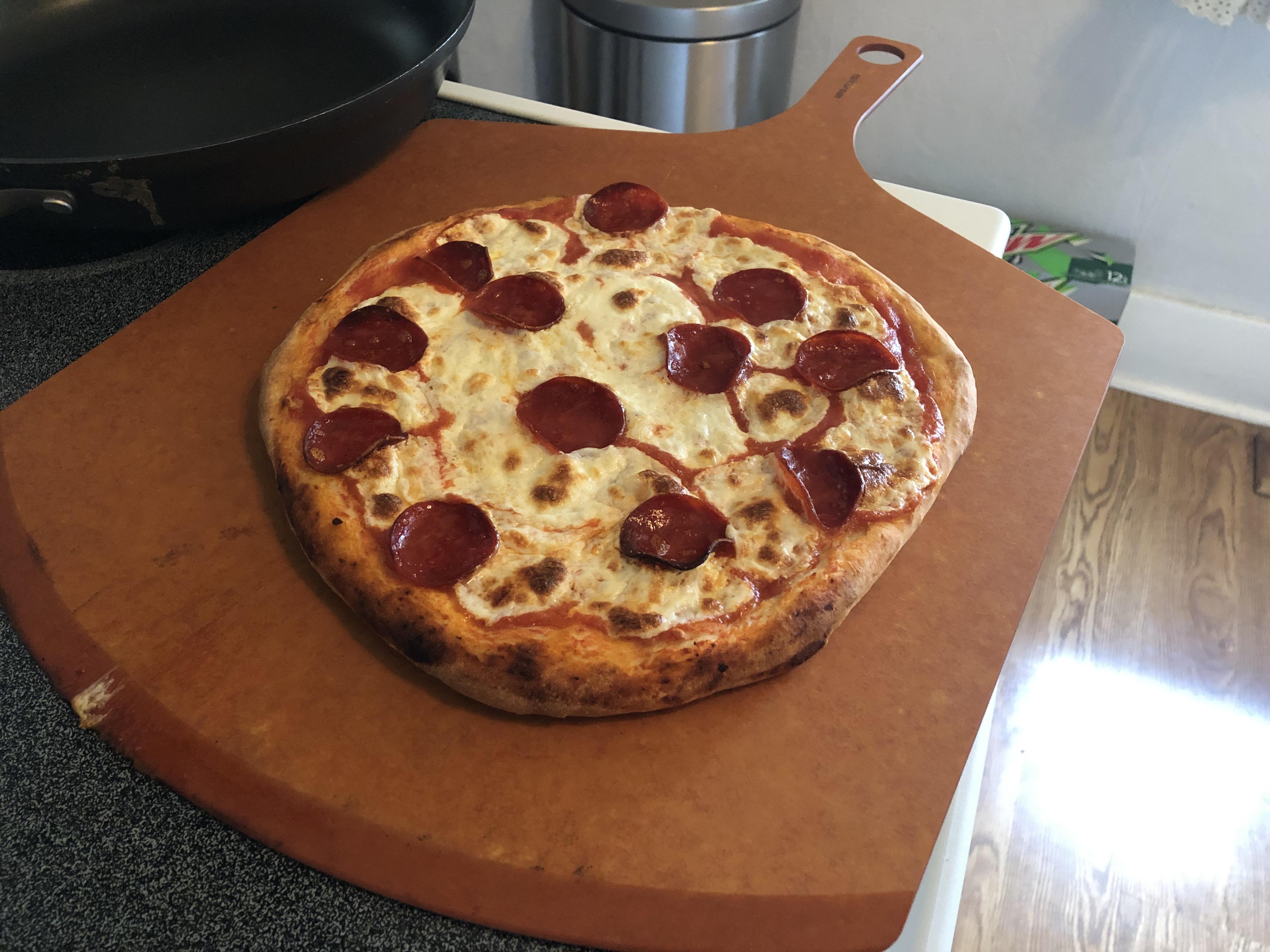 Store bought “Delallo pizza dough kit” and san Marzano tomatoes for
